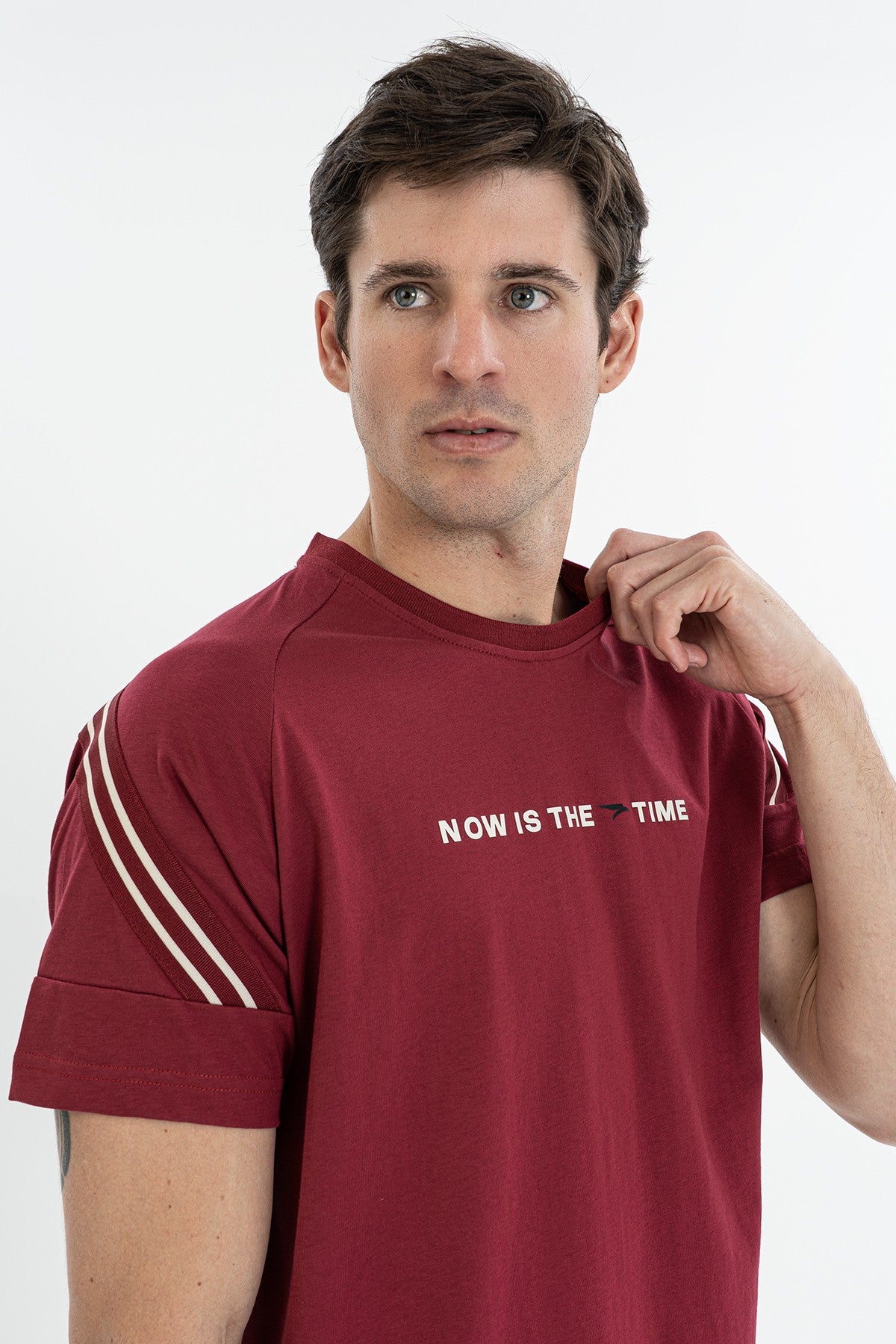 Comfort Erkek Bisiklet Yaka Bordo T-shirt