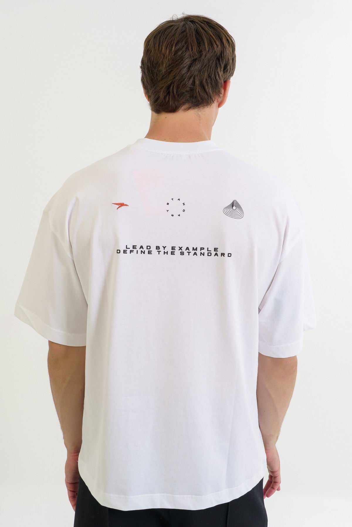 Oversize Erkek Bisiklet Yaka Beyaz T-shirt