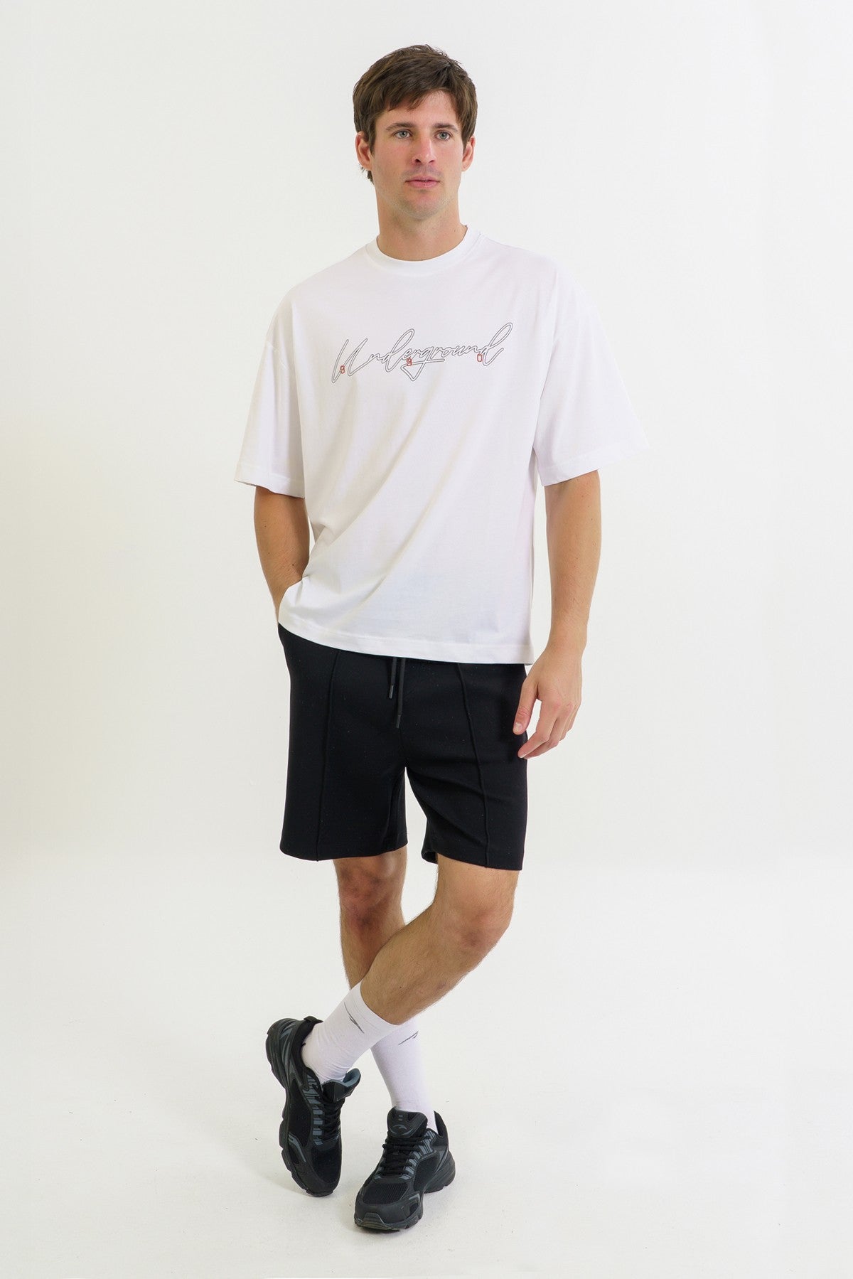 Oversize Erkek Bisiklet Yaka Beyaz T-shirt