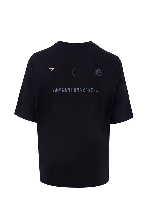 Oversize Erkek Bisiklet Yaka Siyah T-shirt