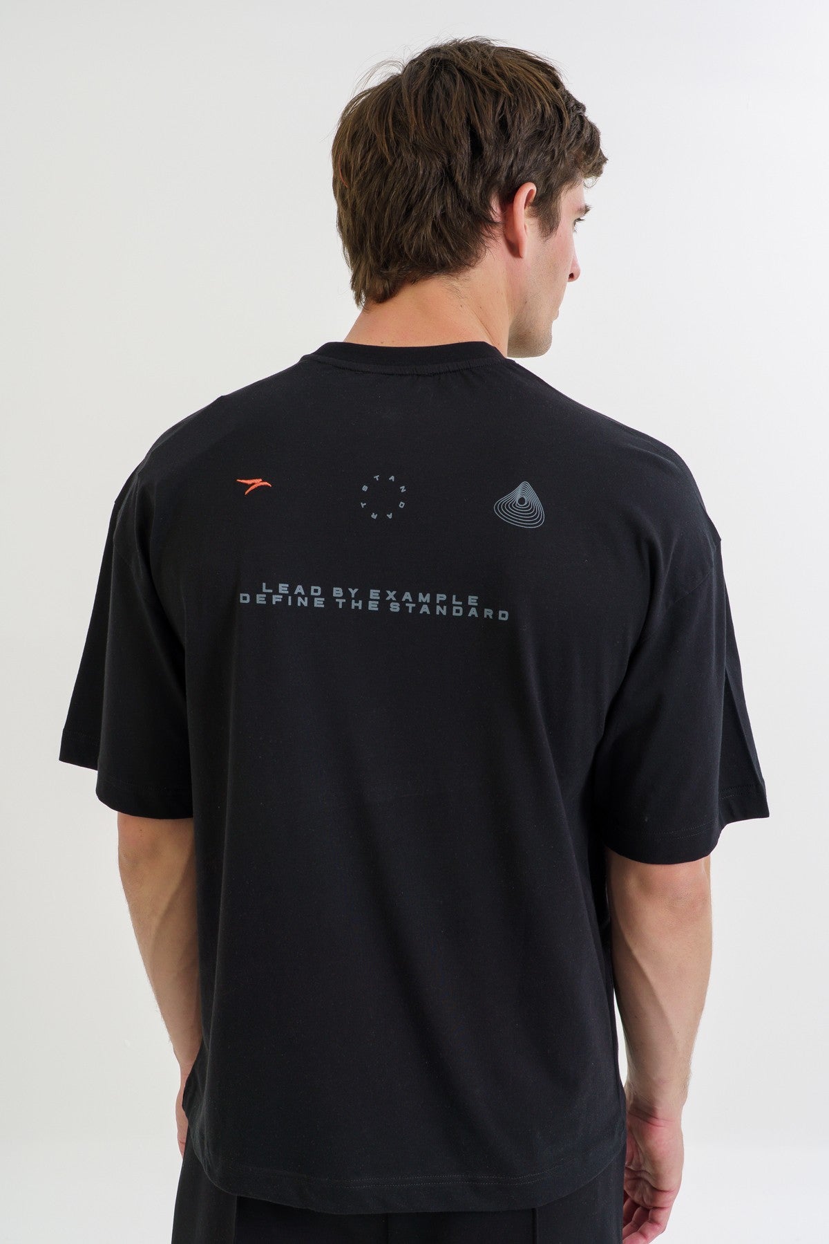 Oversize Erkek Bisiklet Yaka Siyah T-shirt