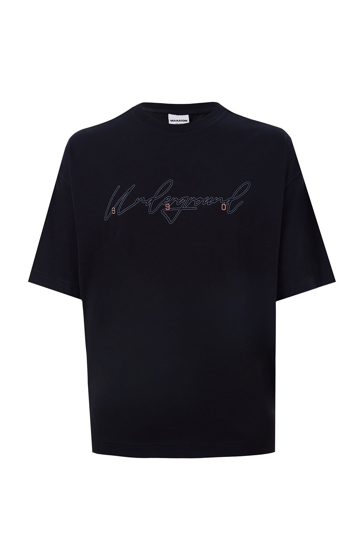 Oversize Erkek Bisiklet Yaka Siyah T-shirt