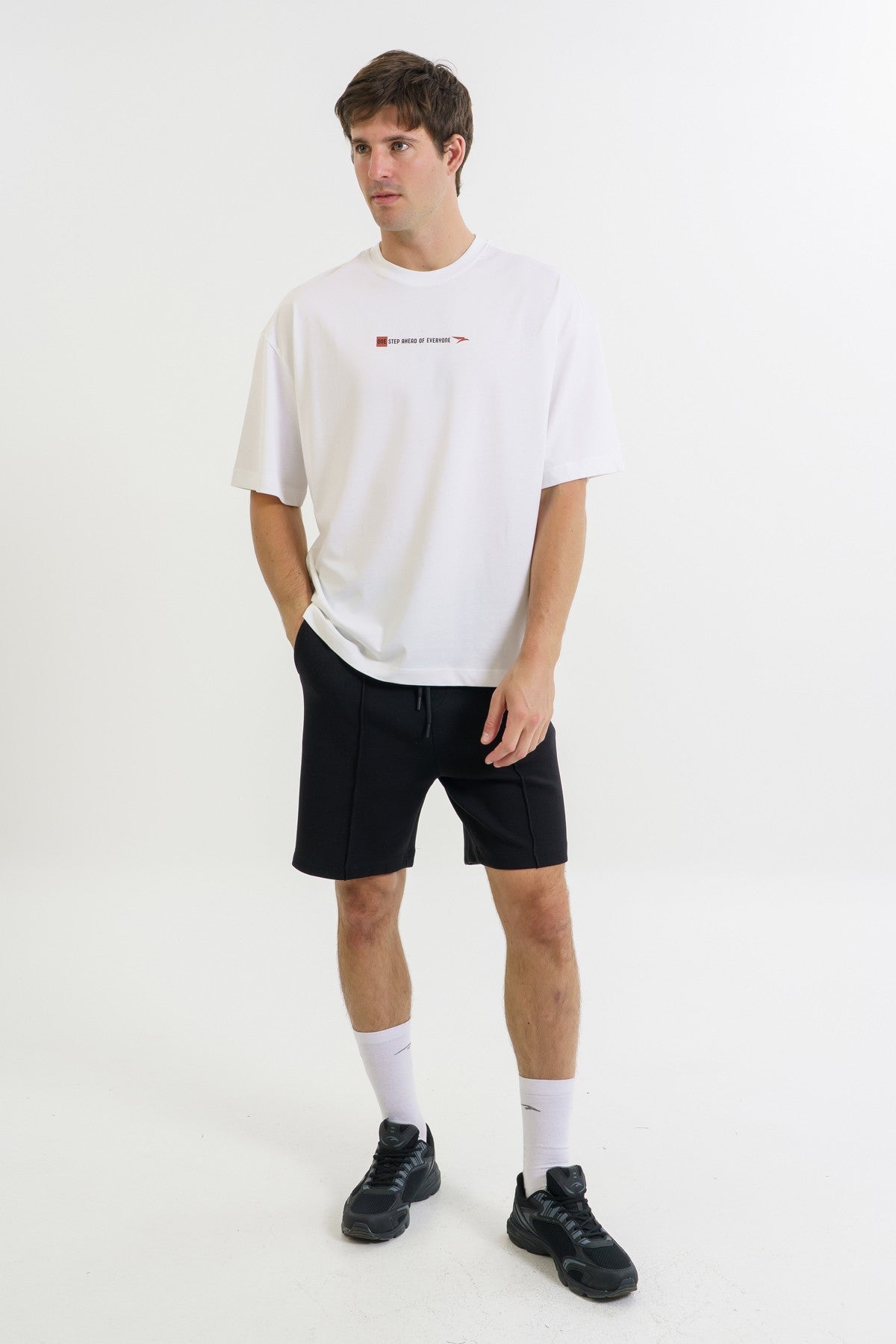 Oversize Erkek Bisiklet Yaka Beyaz T-shirt