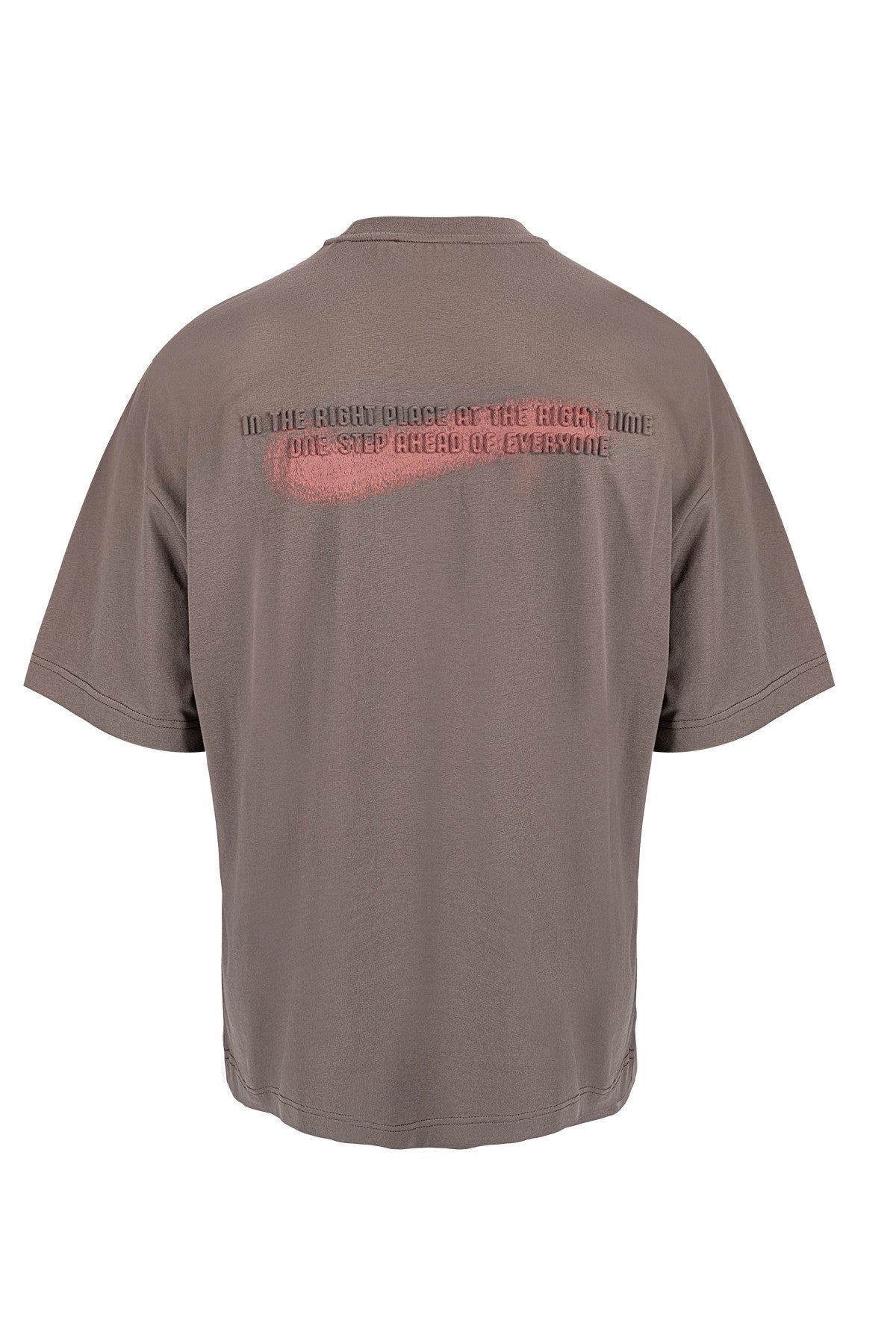 Oversize Erkek Bisiklet Yaka Kahverengi T-shirt