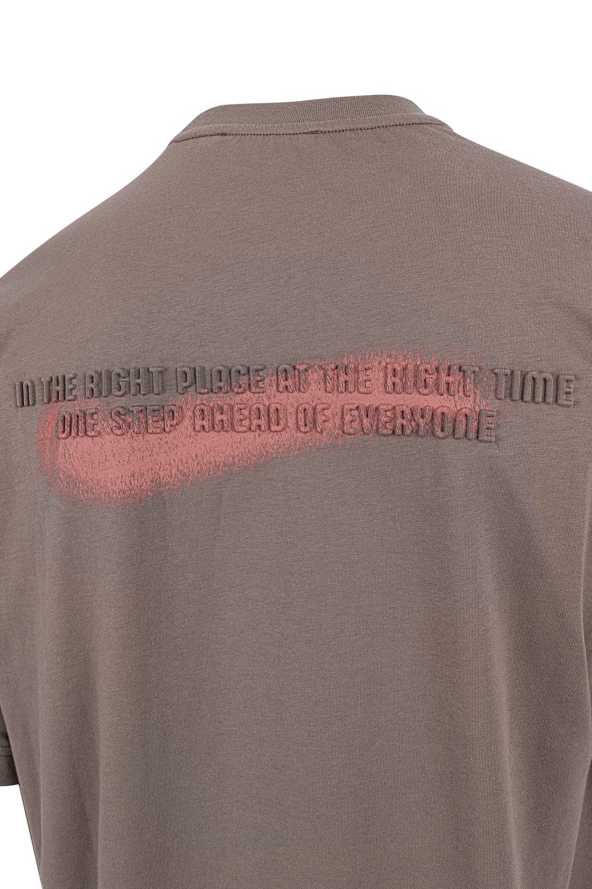 Oversize Erkek Bisiklet Yaka Kahverengi T-shirt