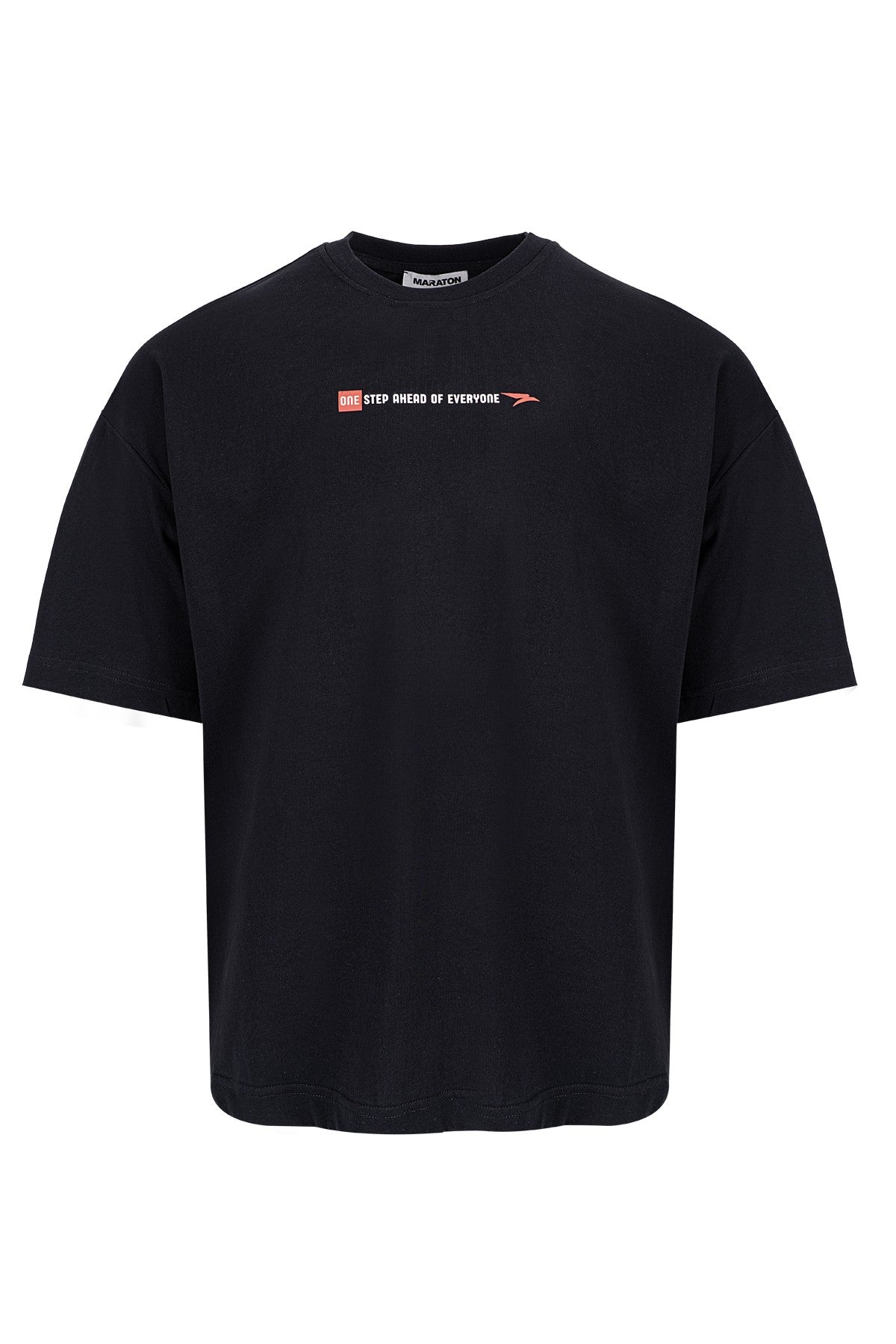 Oversize Erkek Bisiklet Yaka Siyah T-shirt