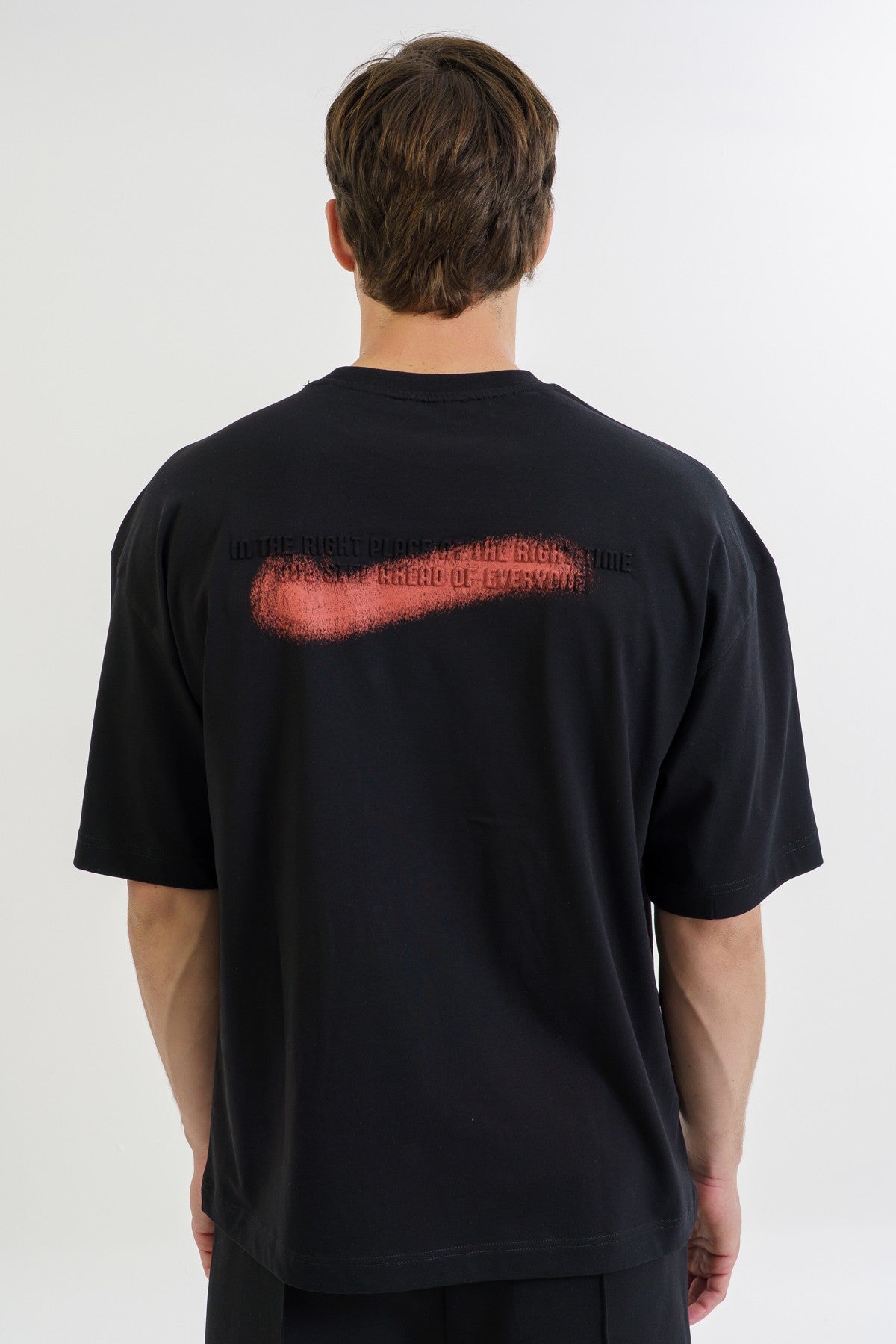 Oversize Erkek Bisiklet Yaka Siyah T-shirt
