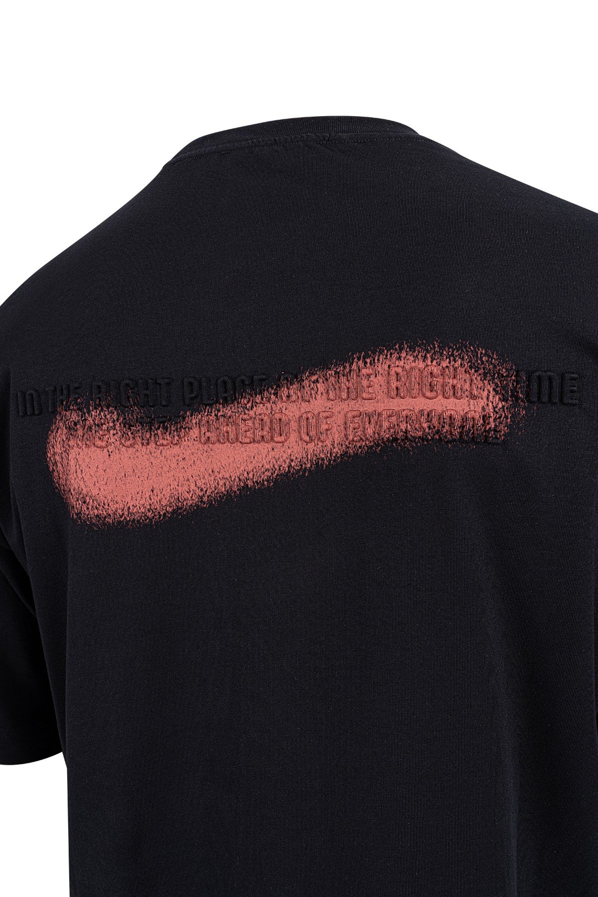 Oversize Erkek Bisiklet Yaka Siyah T-shirt