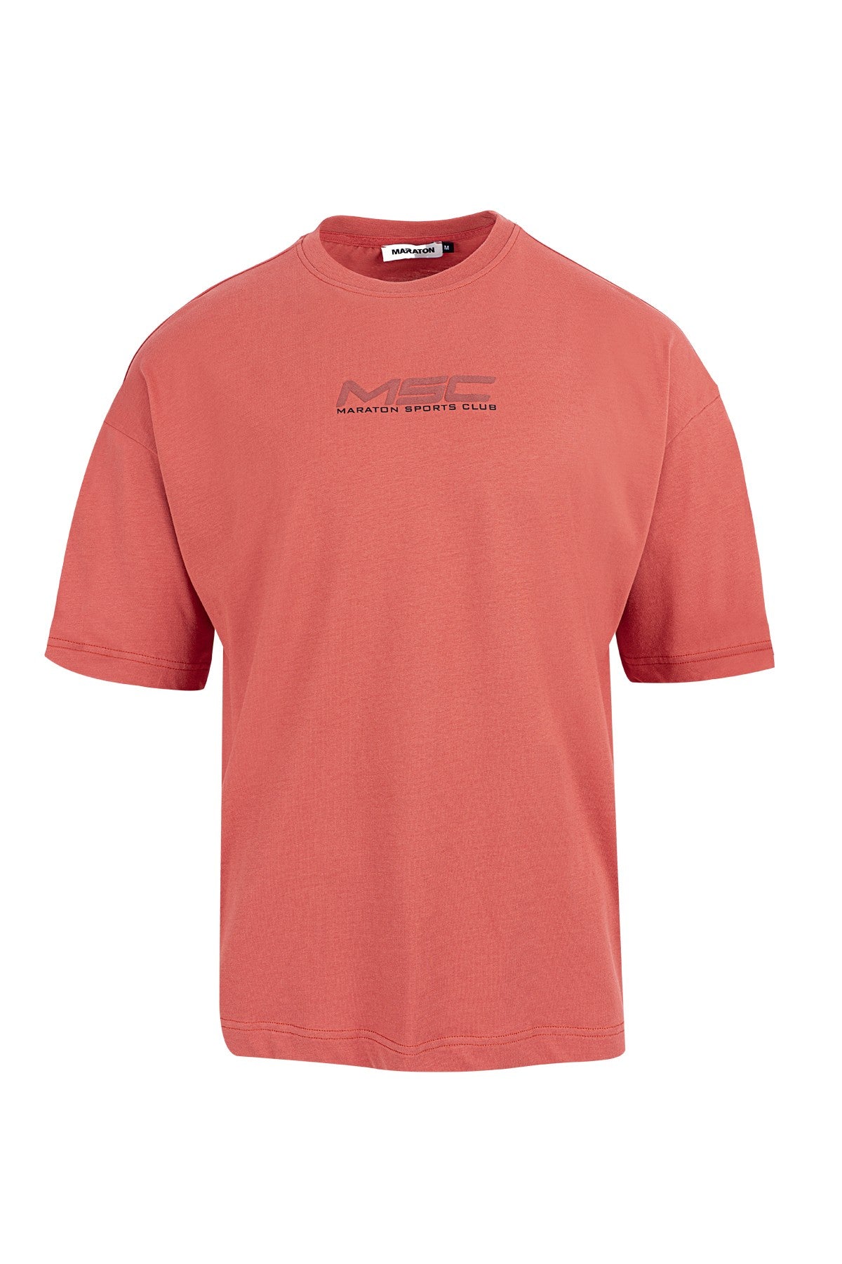 Oversize Erkek Bisiklet Yaka Kiremit T-shirt