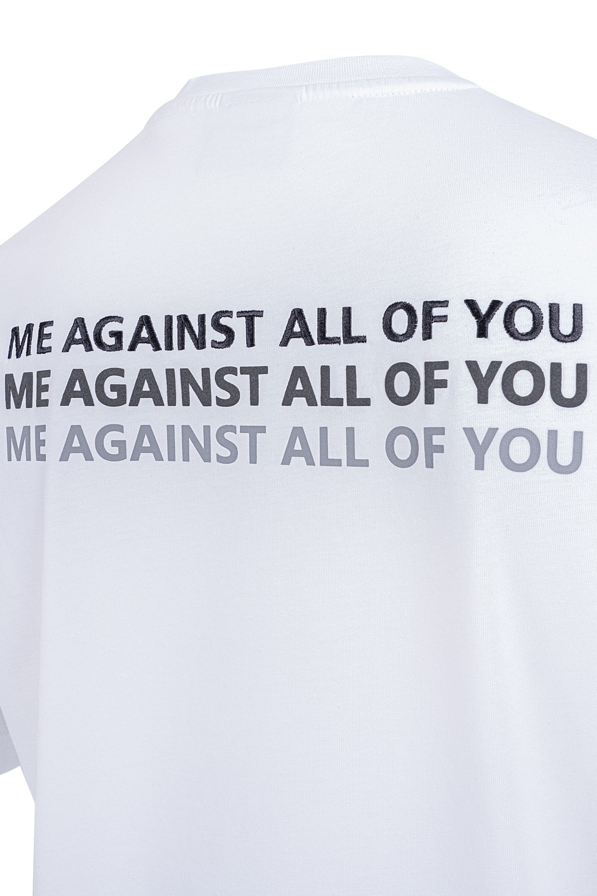 Boxy Erkek Bisiklet Yaka Beyaz T-shirt