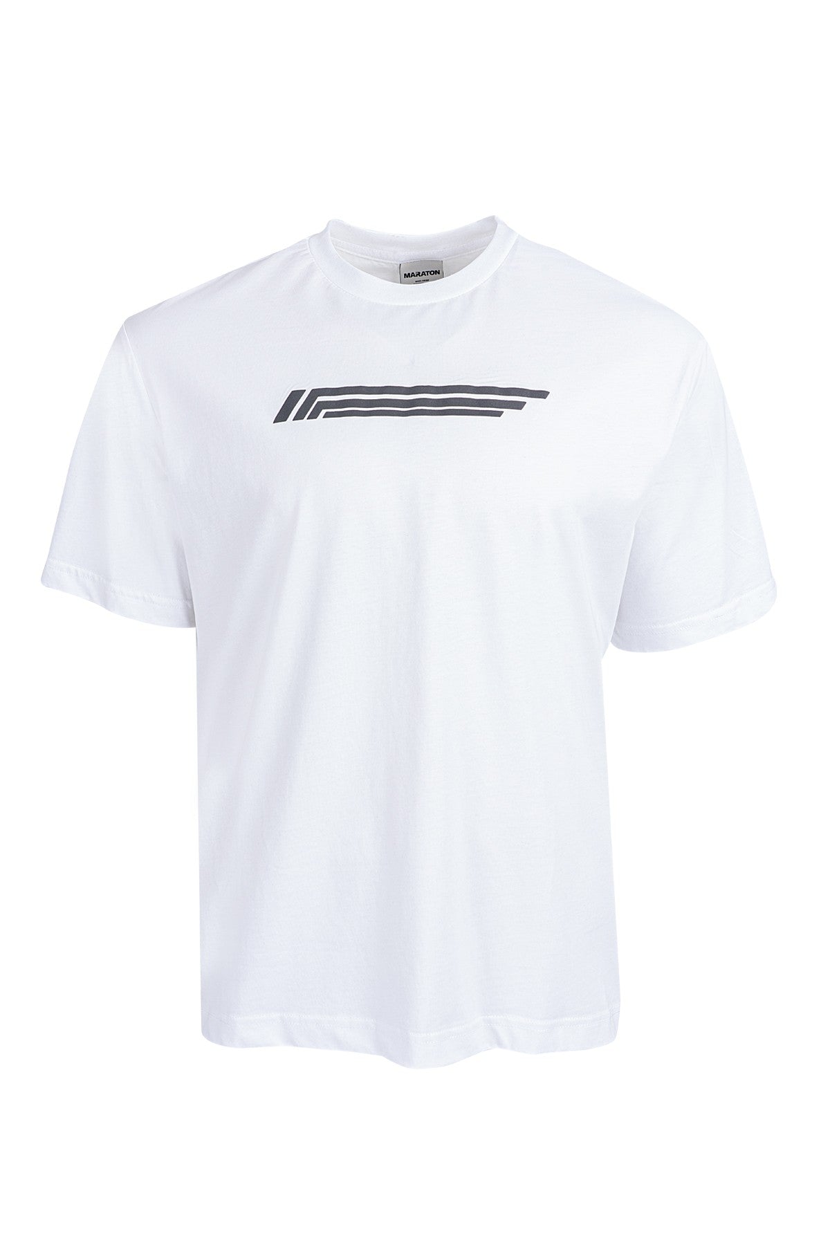 Boxy Erkek Bisiklet Yaka Beyaz T-shirt