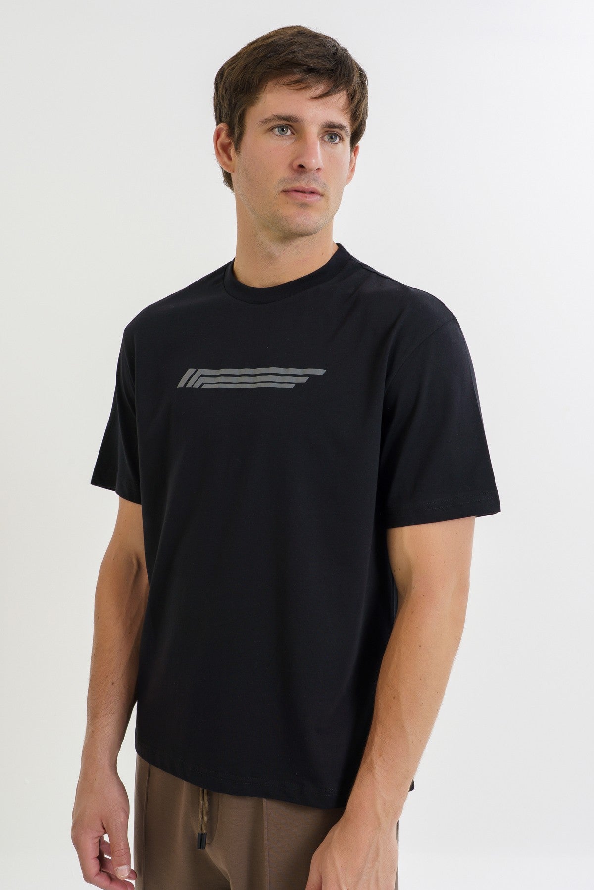 Boxy Erkek Bisiklet Yaka Siyah T-shirt