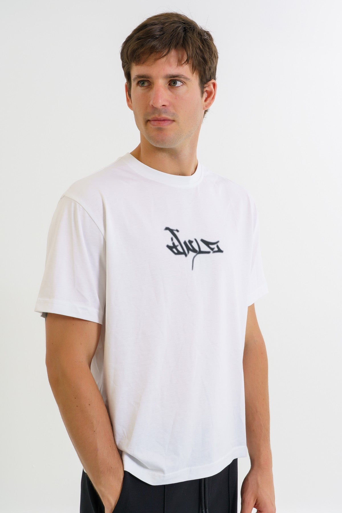 Boxy Erkek Bisiklet Yaka Beyaz T-shirt