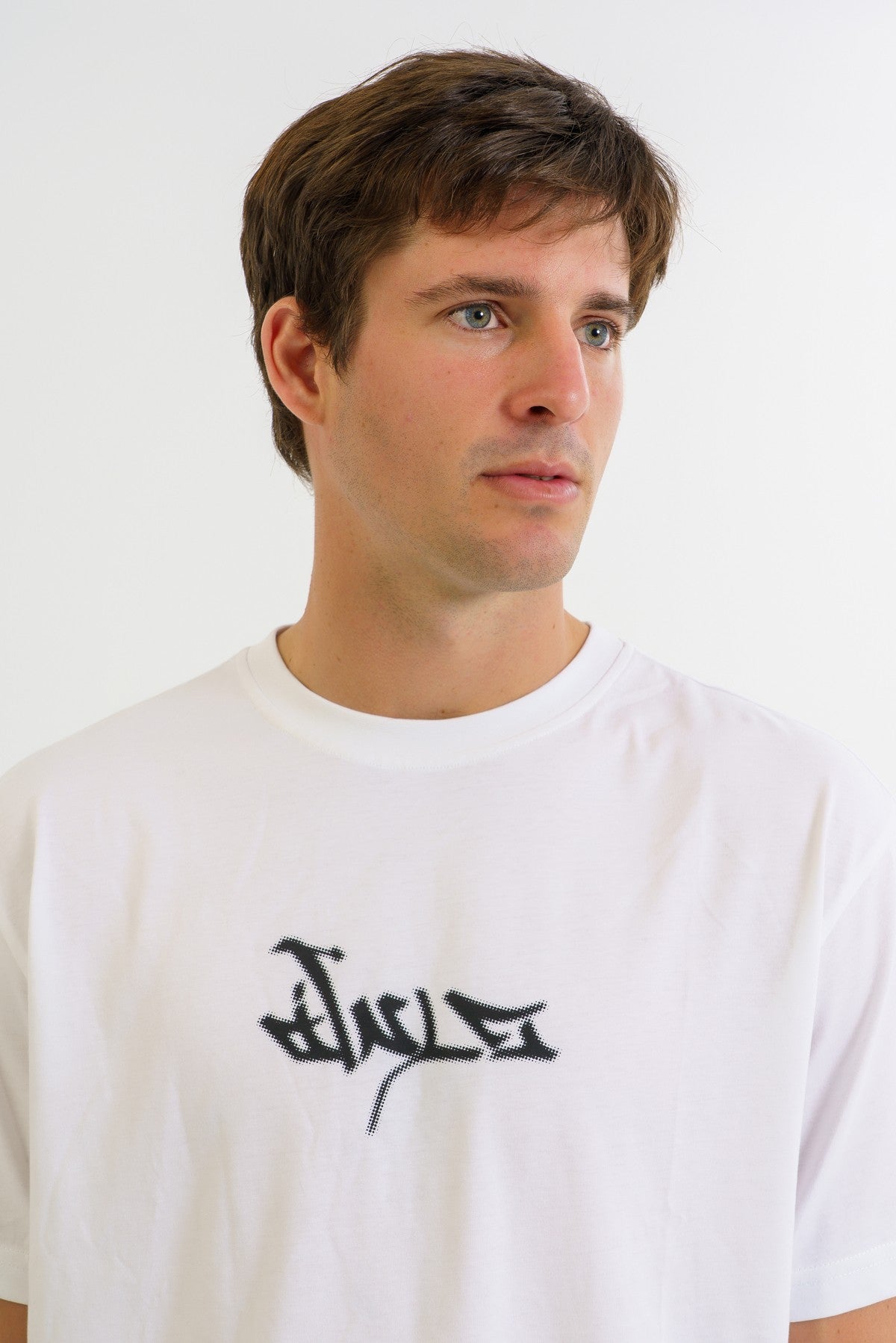 Boxy Erkek Bisiklet Yaka Beyaz T-shirt