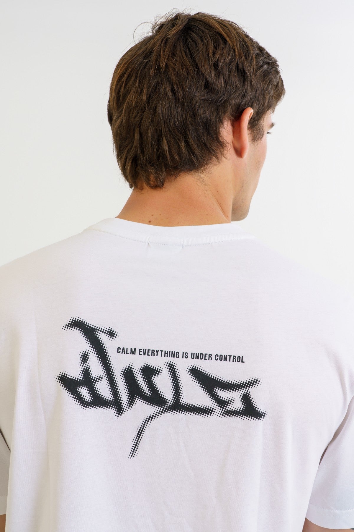 Boxy Erkek Bisiklet Yaka Beyaz T-shirt