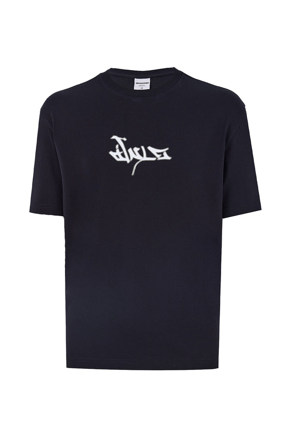 Boxy Erkek Bisiklet Yaka Siyah T-shirt