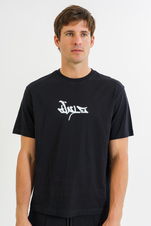 Boxy Erkek Bisiklet Yaka Siyah T-shirt