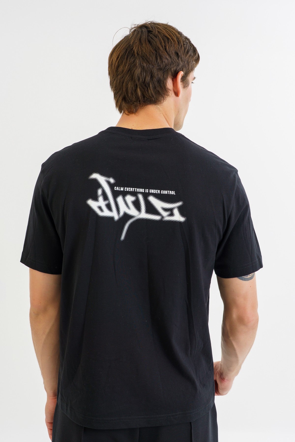Boxy Erkek Bisiklet Yaka Siyah T-shirt