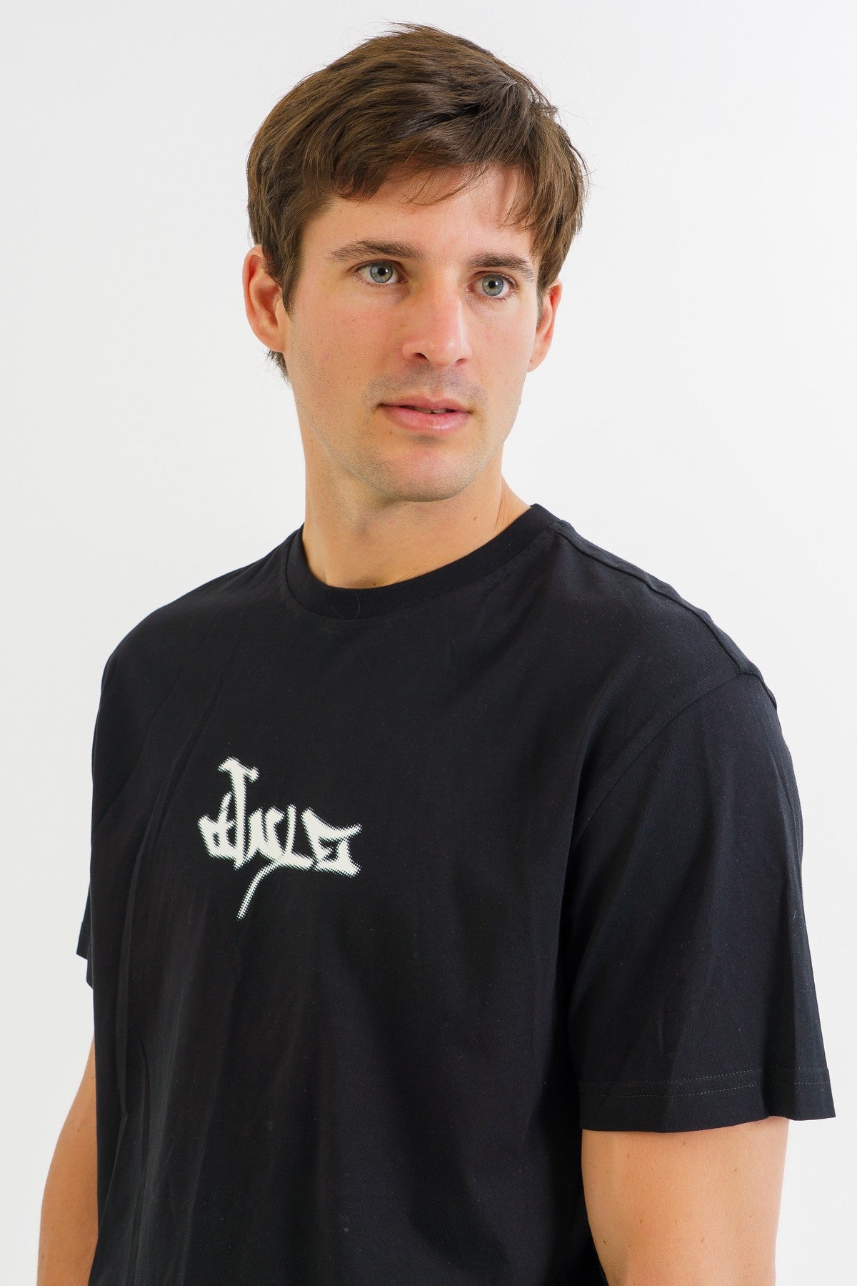Boxy Erkek Bisiklet Yaka Siyah T-shirt