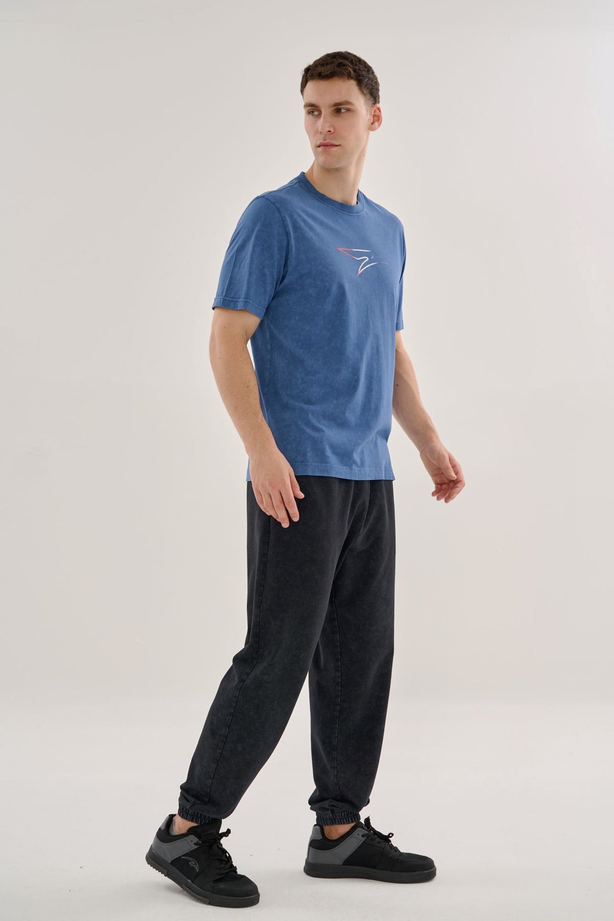 Regular Erkek Bisiklet Yaka İndigo T-shirt