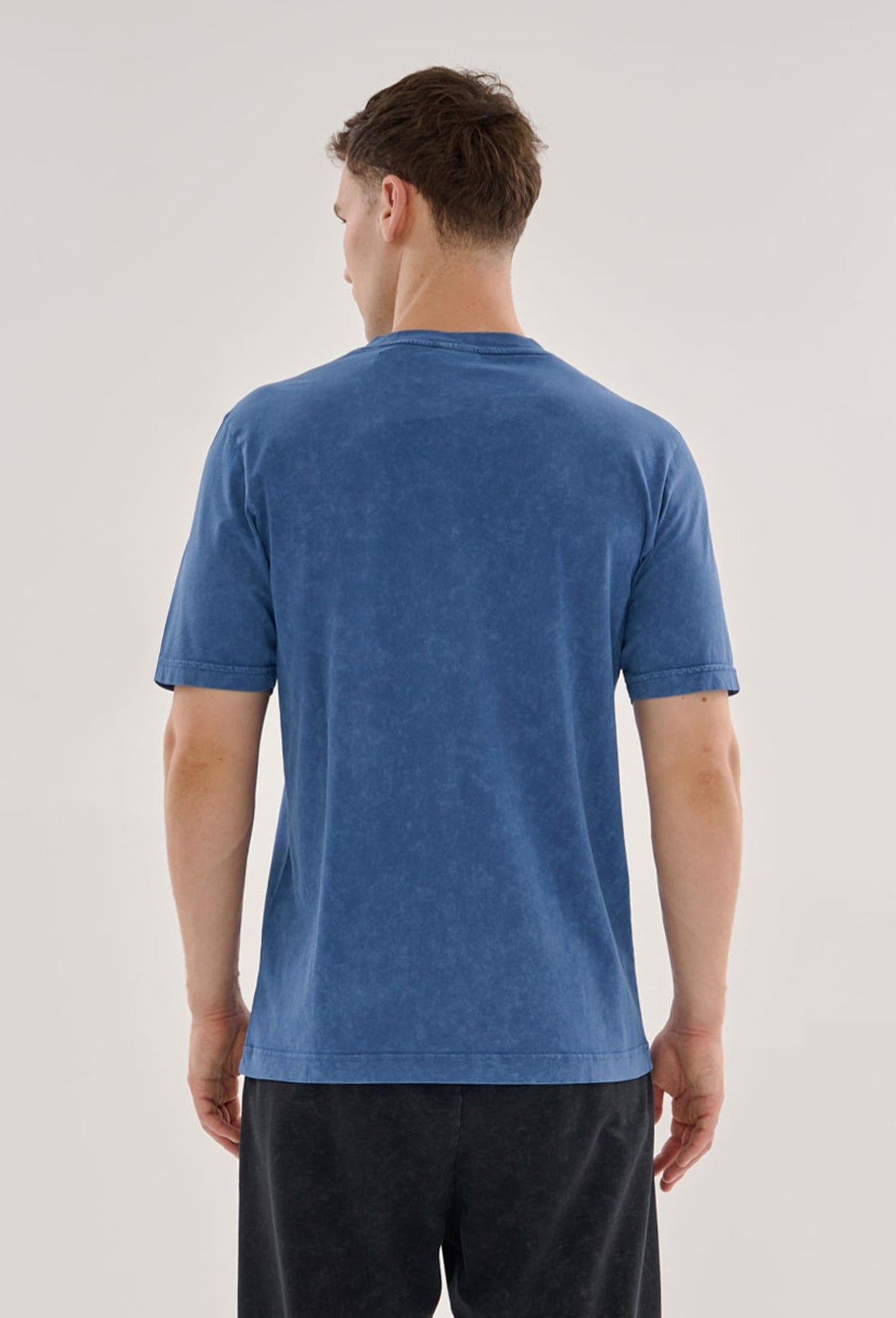 Regular Erkek Bisiklet Yaka İndigo T-shirt