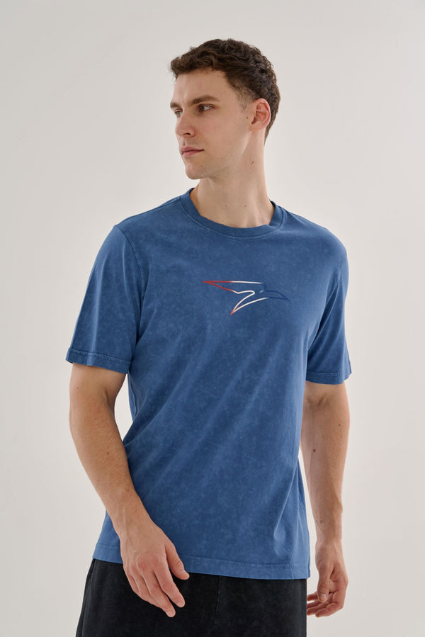 Regular Erkek Bisiklet Yaka İndigo T-shirt