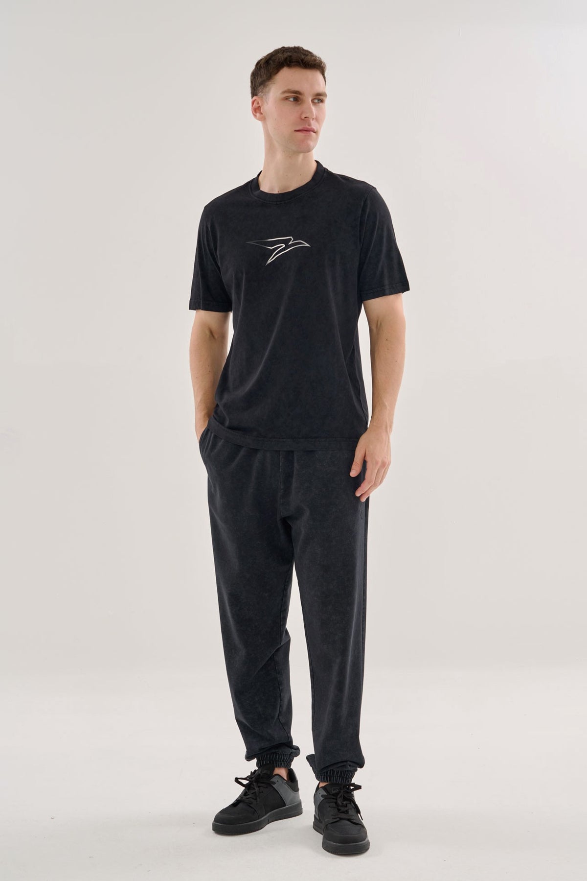 Regular Erkek Bisiklet Yaka Siyah T-shirt
