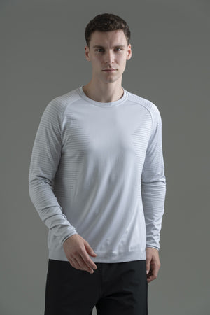 SlimFit Erkek Bisiklet Yaka Beyaz Sweatshirt