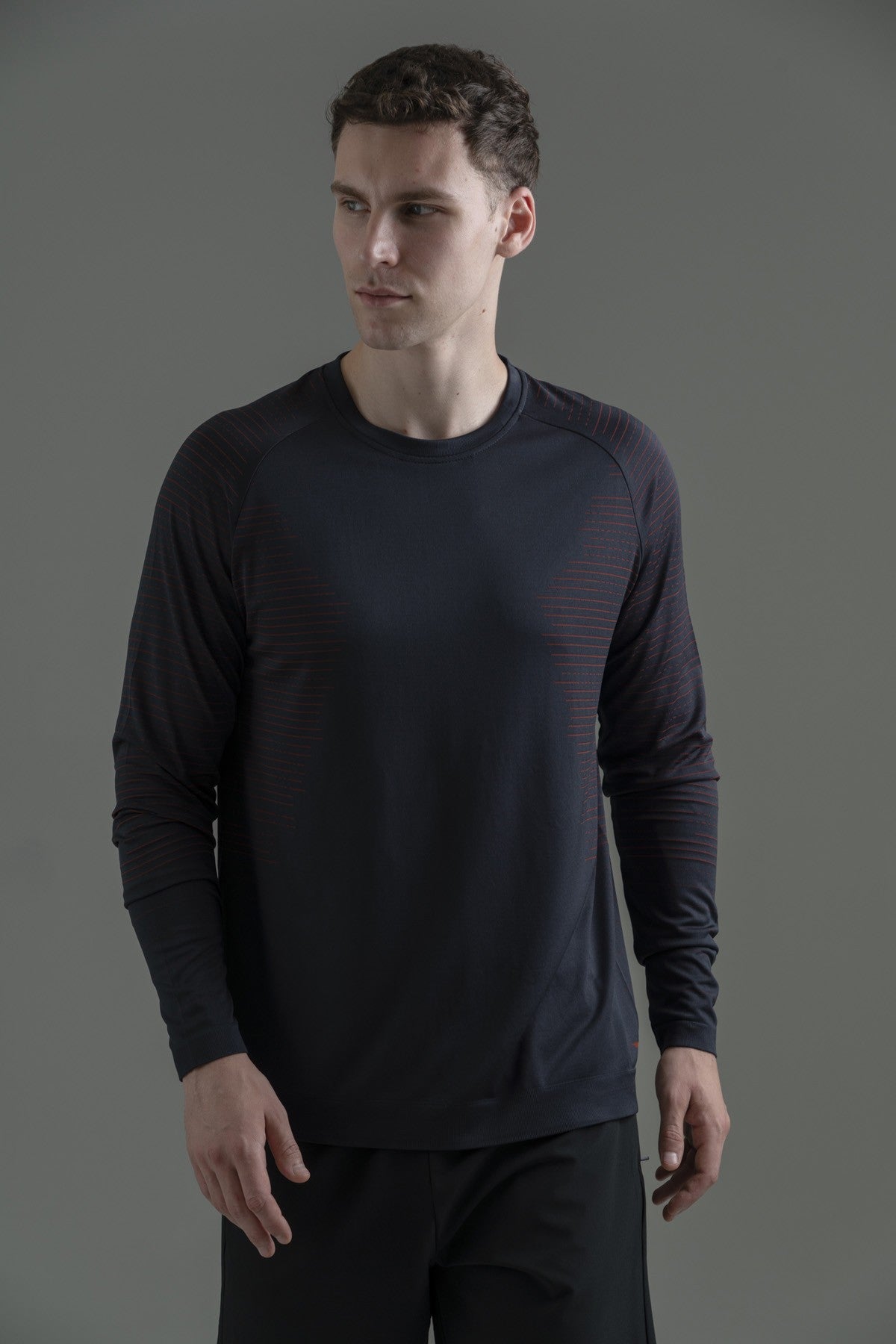 SlimFit Erkek Bisiklet Yaka Siyah Sweatshirt
