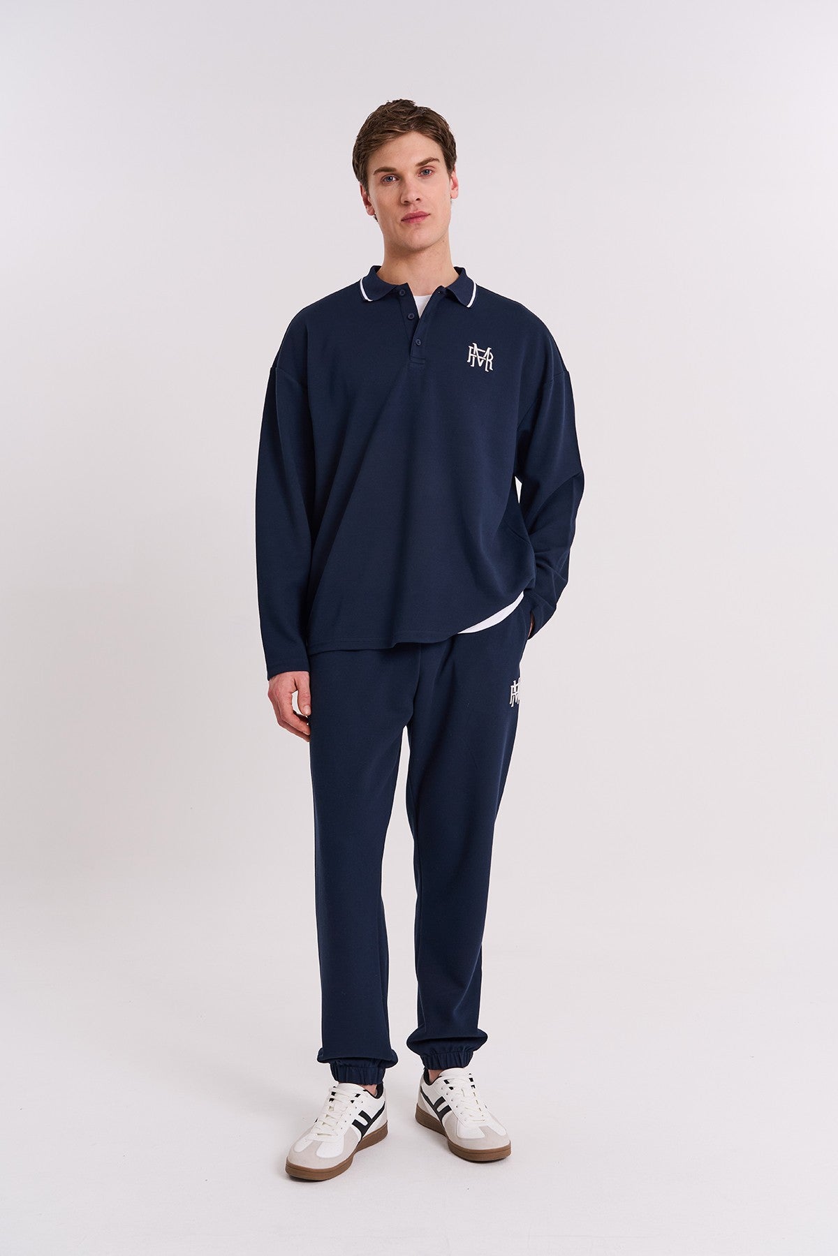 Comfort Erkek Polo Yaka Lacivert Sweatshirt