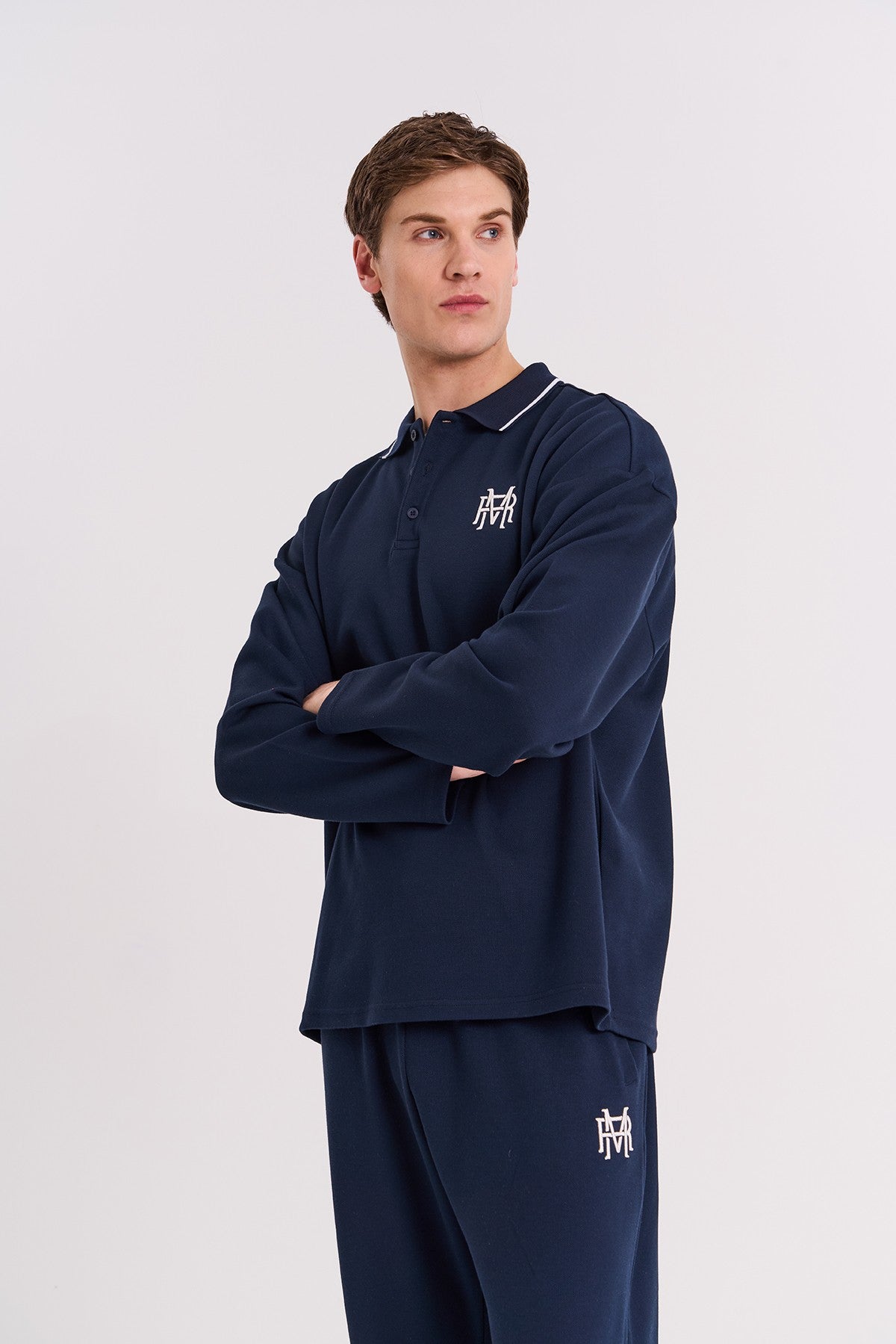 Comfort Erkek Polo Yaka Lacivert Sweatshirt