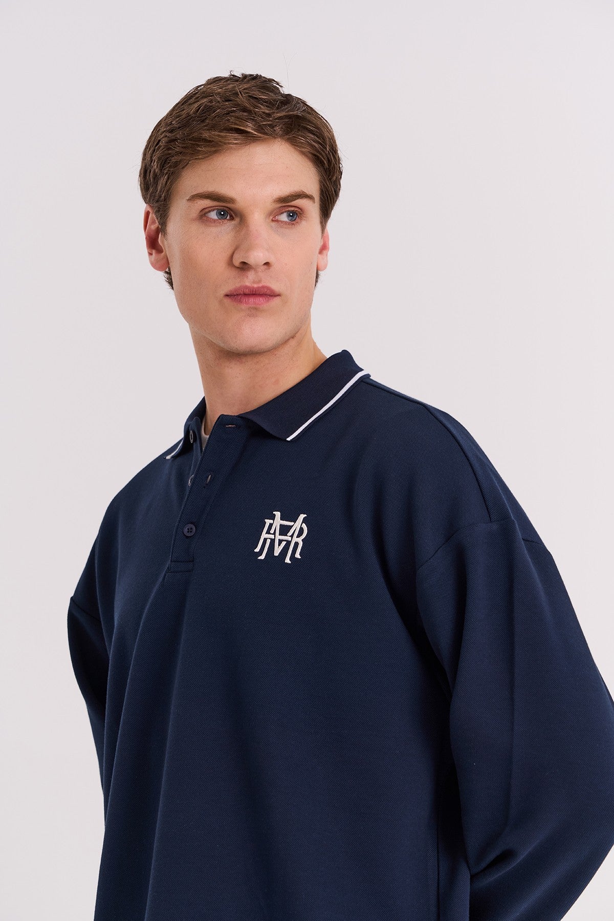 Comfort Erkek Polo Yaka Lacivert Sweatshirt