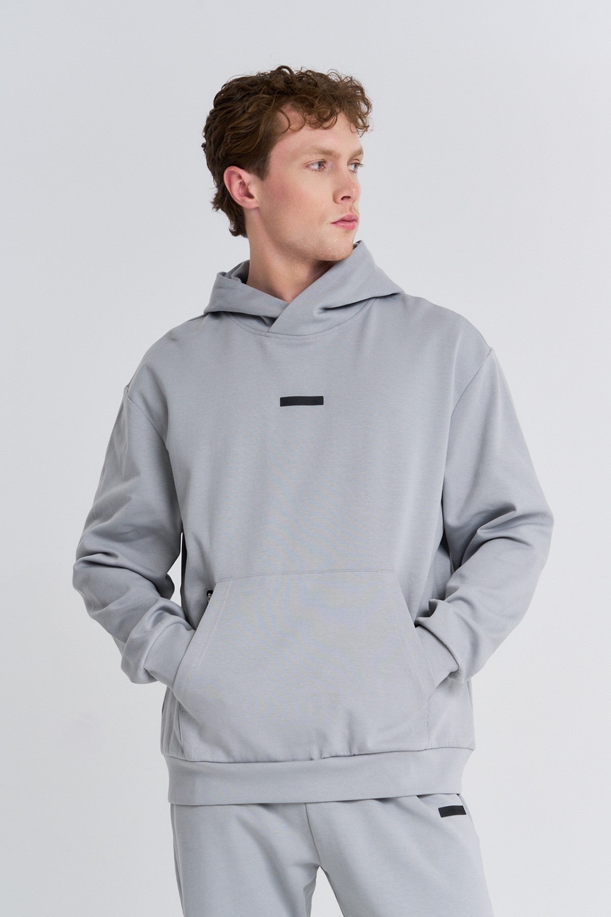 Erkek Kapüşonlu Gri Sweatshirt