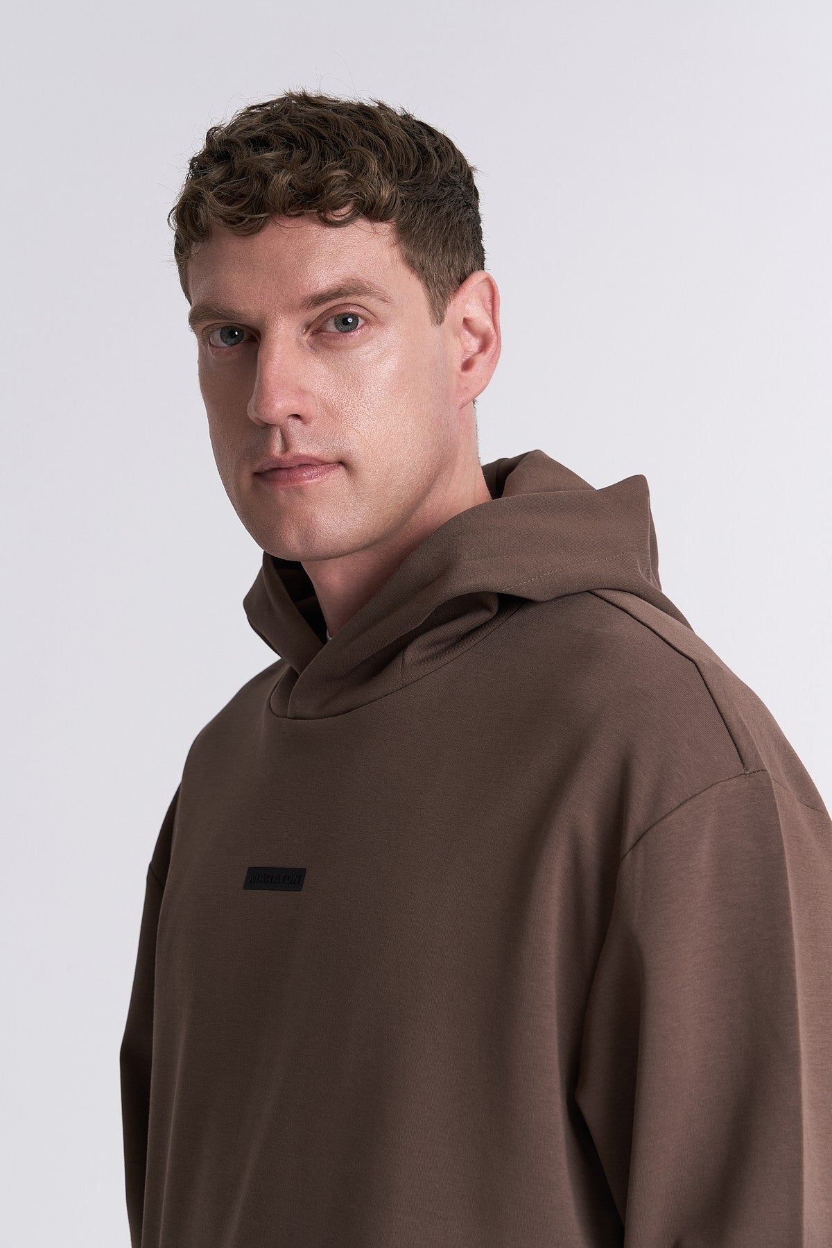 Erkek Kapüşonlu Kahverengi Sweatshirt