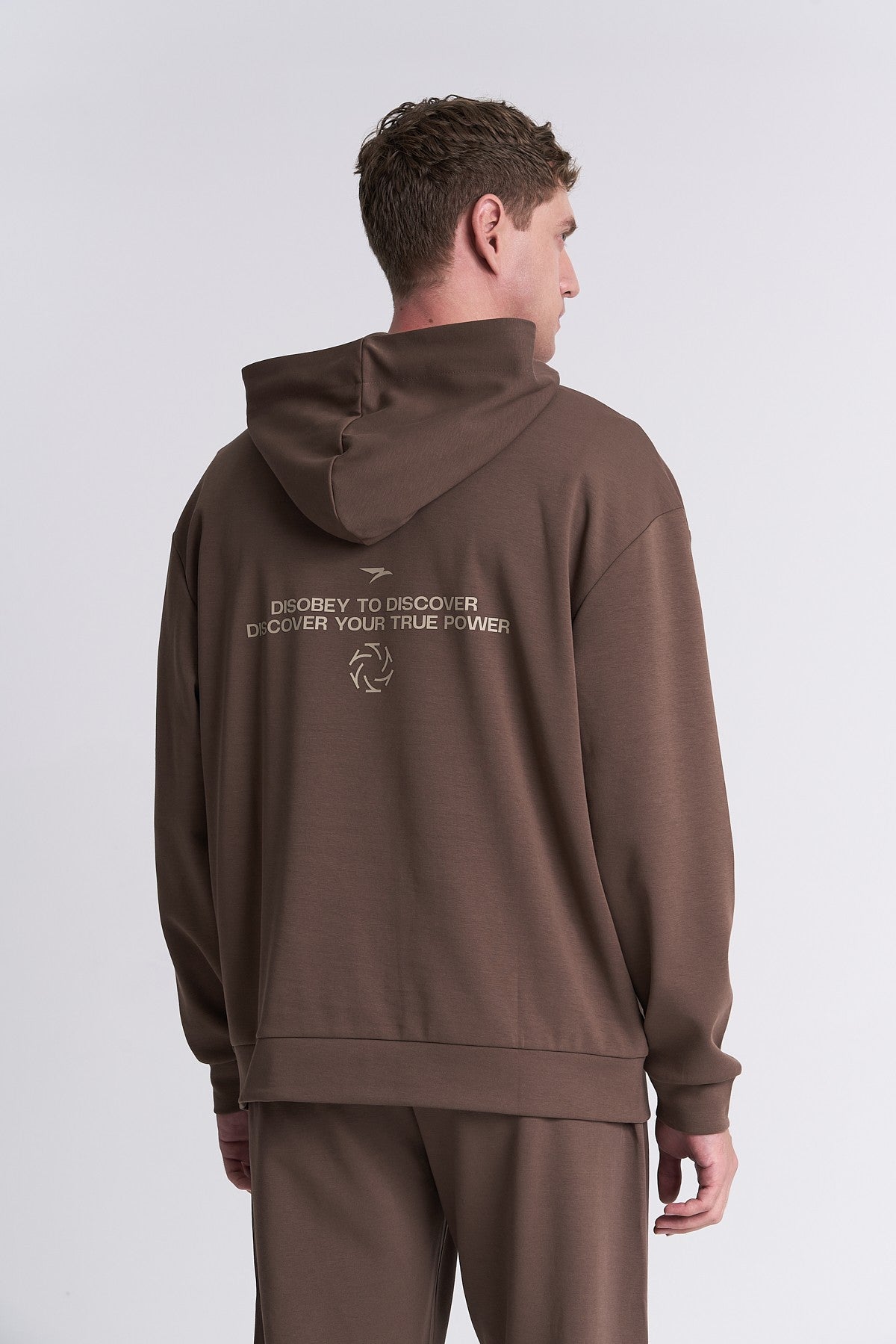 Erkek Kapüşonlu Kahverengi Sweatshirt