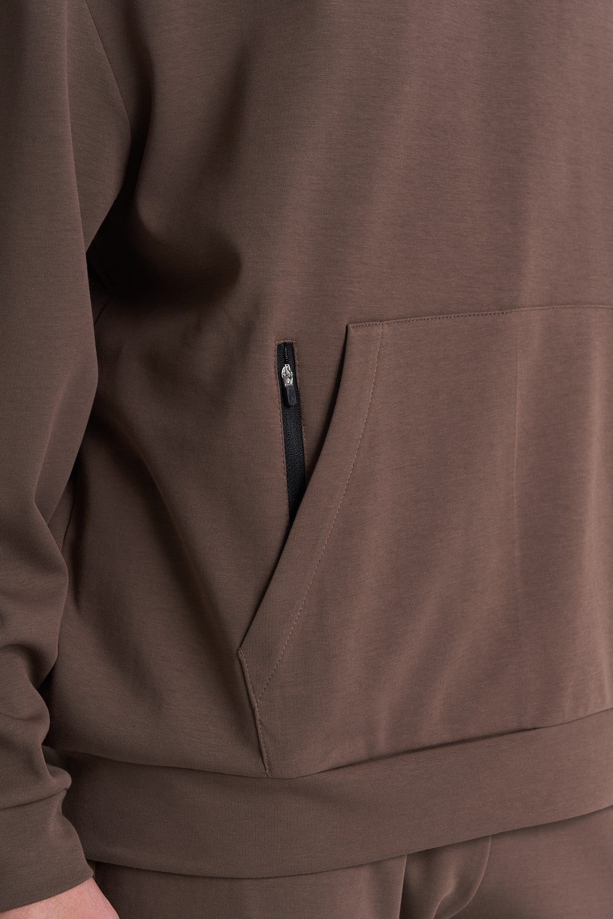 Erkek Kapüşonlu Kahverengi Sweatshirt