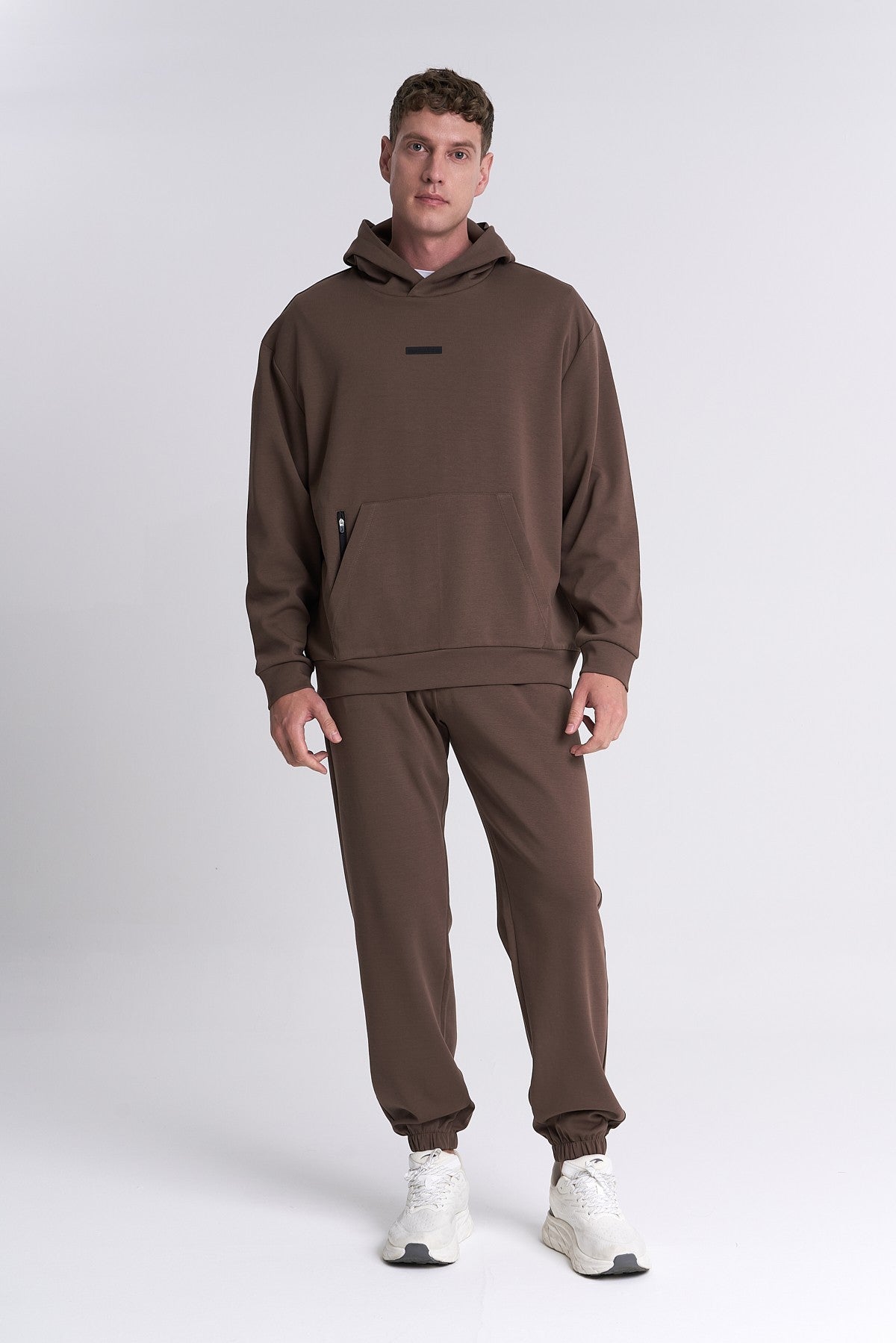 Erkek Kapüşonlu Kahverengi Sweatshirt
