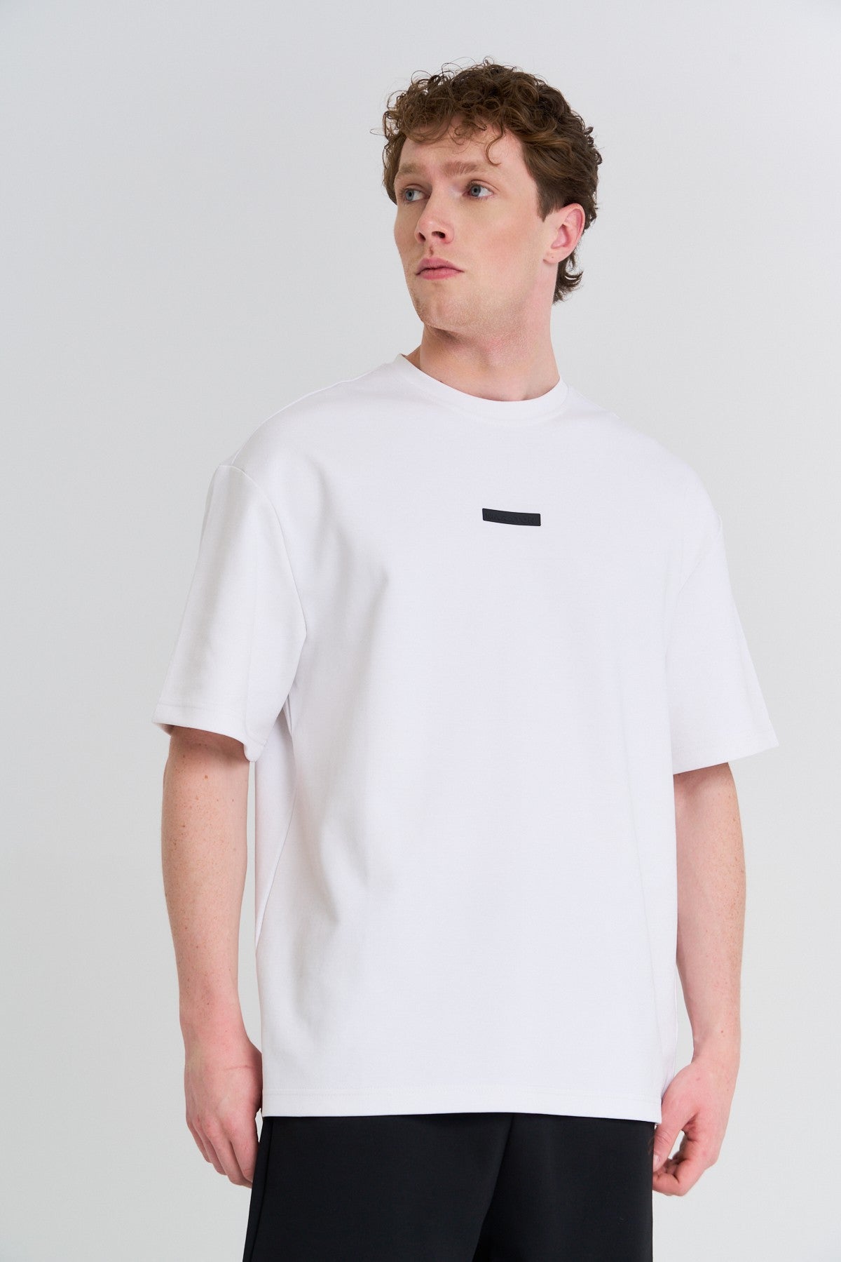 Erkek Bisiklet Yaka Beyaz T-shirt