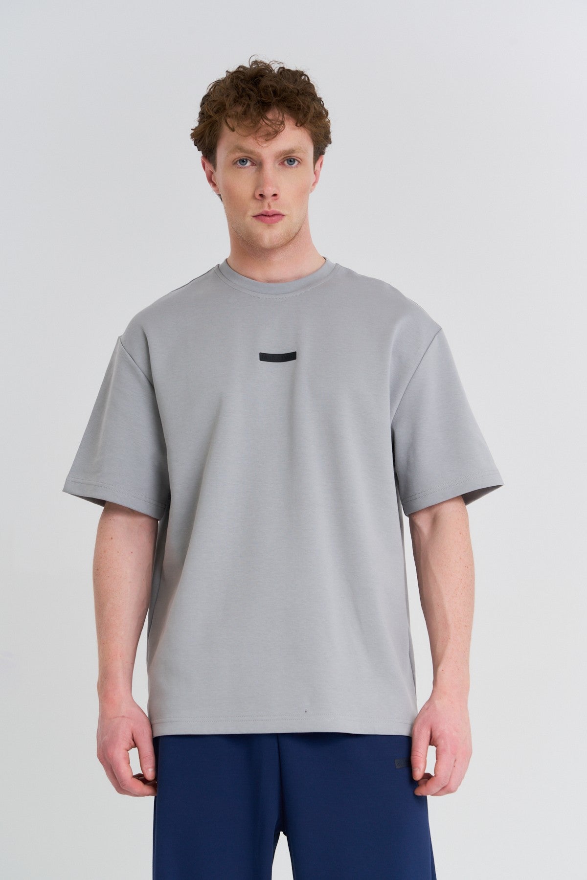 Erkek Bisiklet Yaka Gri T-shirt