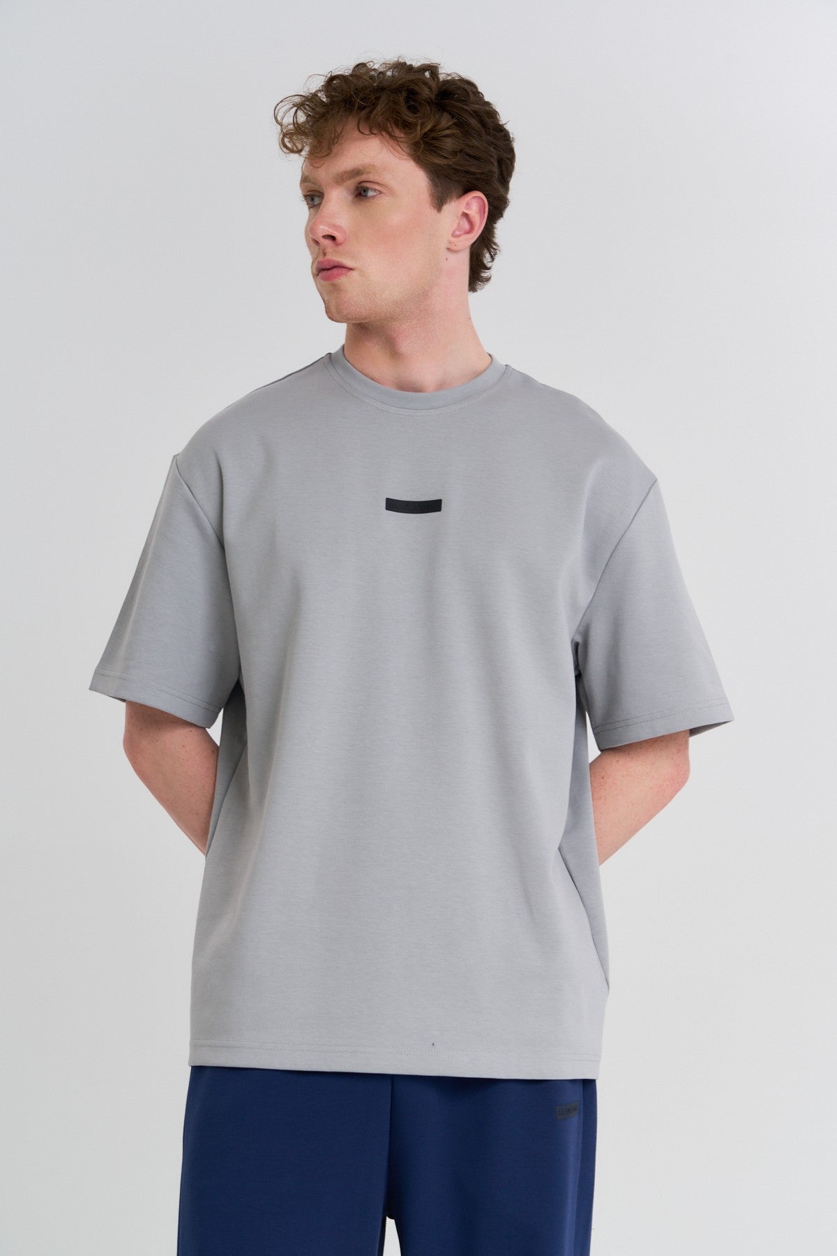 Erkek Bisiklet Yaka Gri T-shirt