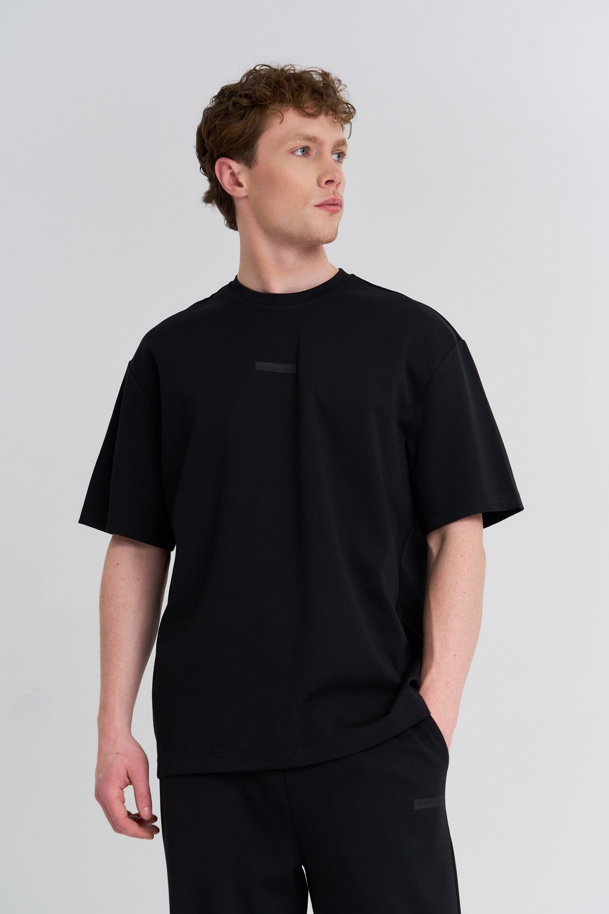Erkek Bisiklet Yaka Siyah T-shirt