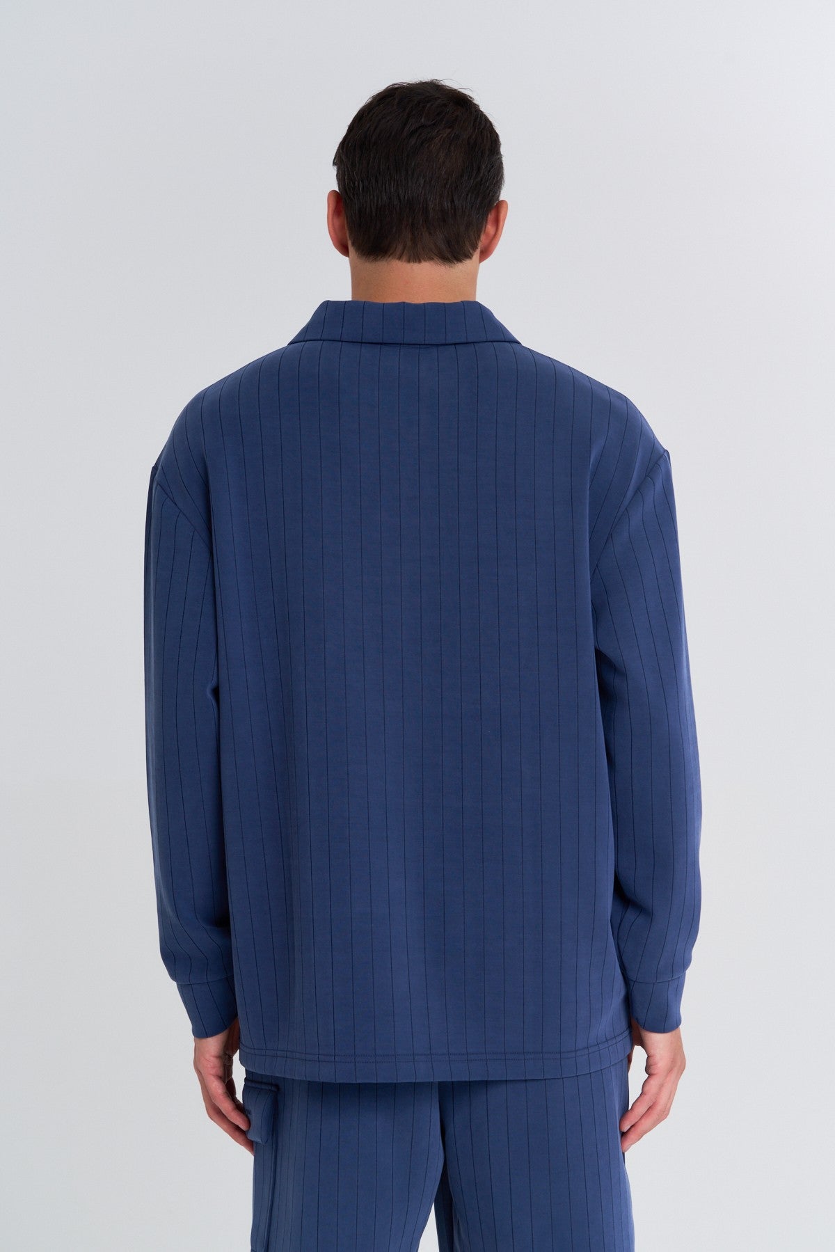 Erkek Polo Yaka Lacivert Sweatshirt