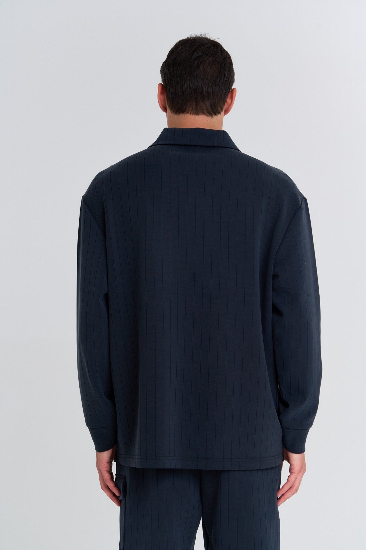 Erkek Polo Yaka Siyah Sweatshirt