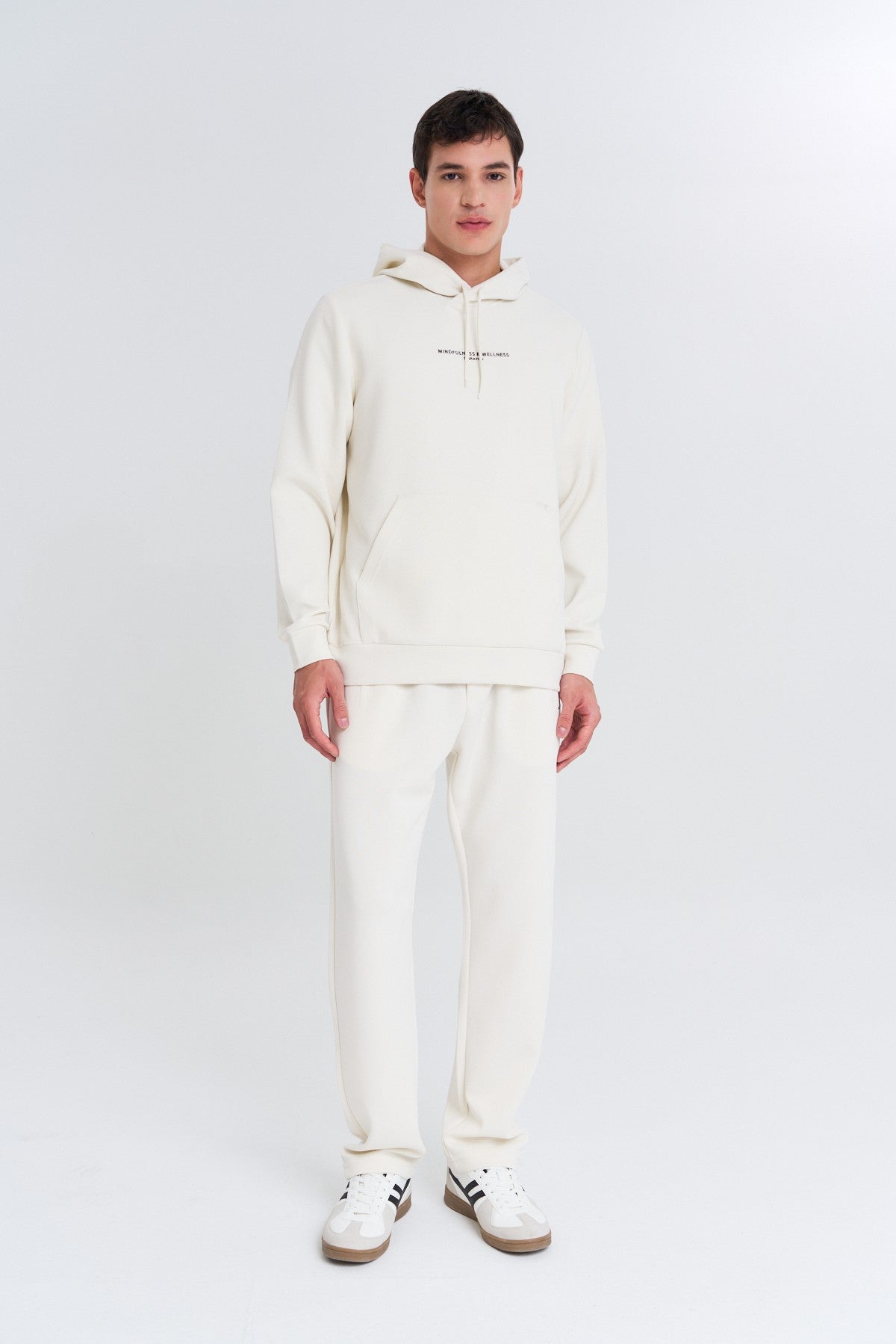 Erkek Kapüşonlu Ekru Sweatshirt