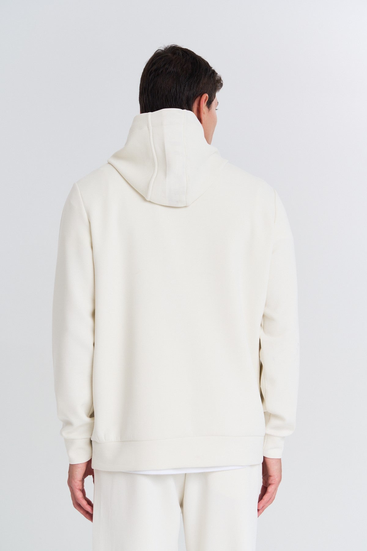 Erkek Kapüşonlu Ekru Sweatshirt