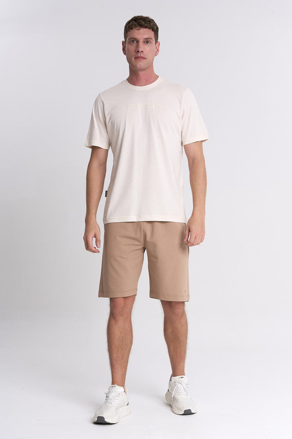 Erkek Bisiklet Yaka Ekru T-shirt