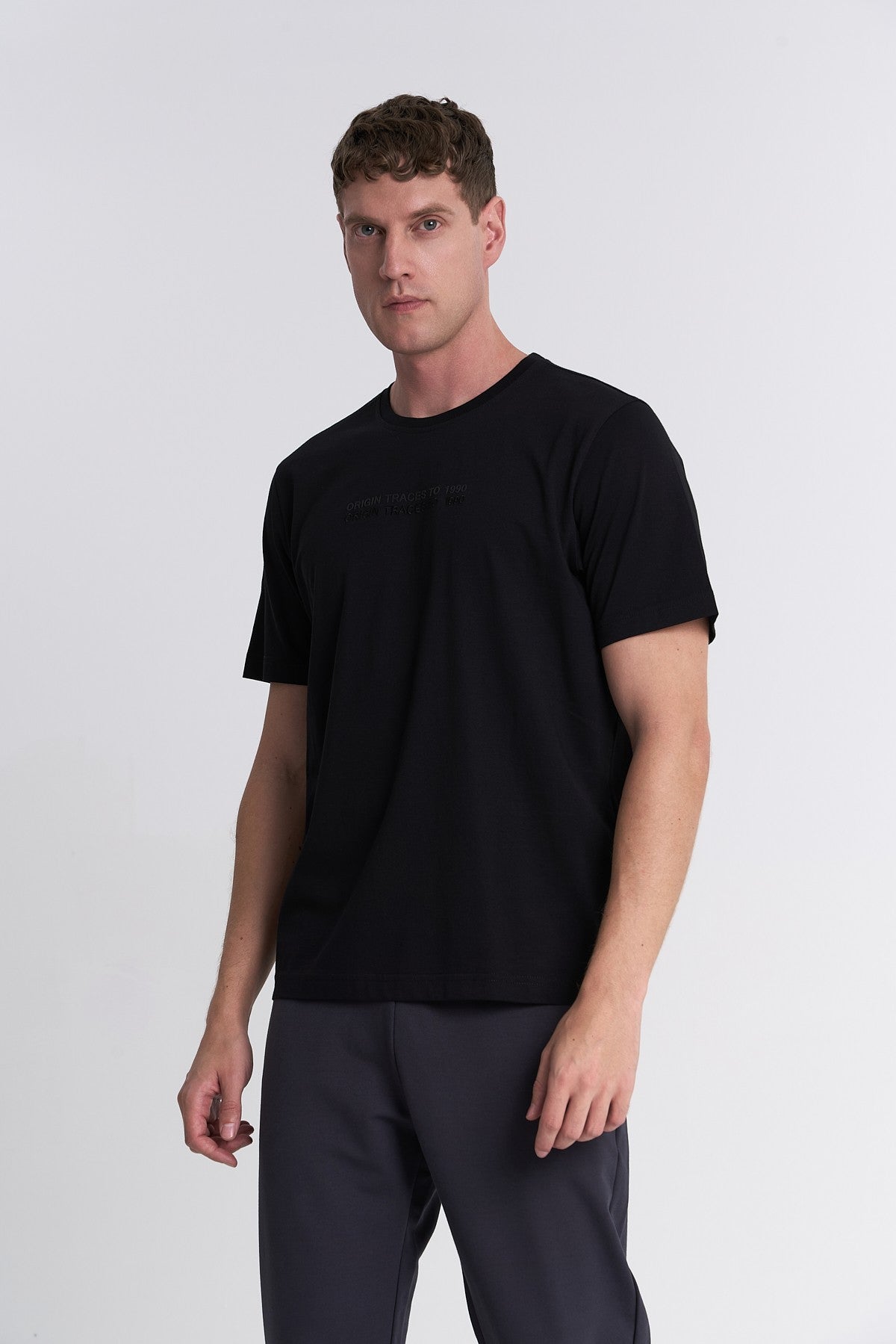 Erkek Bisiklet Yaka Siyah T-shirt