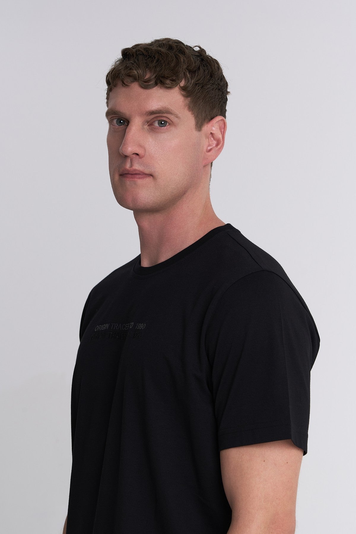 Erkek Bisiklet Yaka Siyah T-shirt