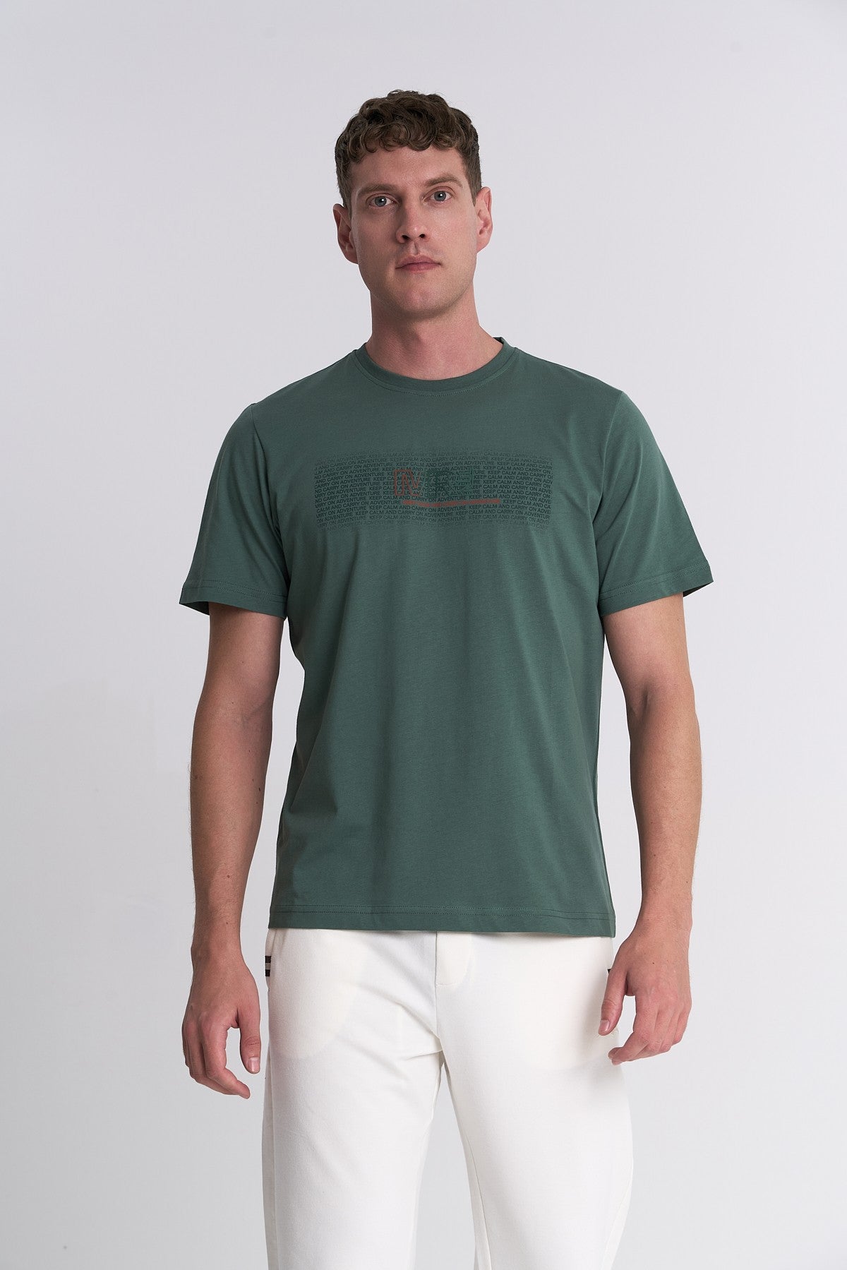 Erkek Bisiklet Yaka Yeşil T-shirt