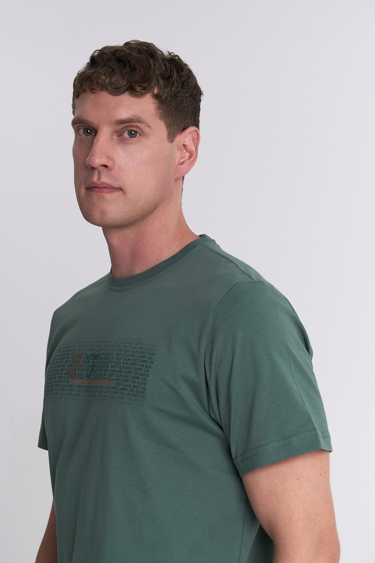 Erkek Bisiklet Yaka Yeşil T-shirt
